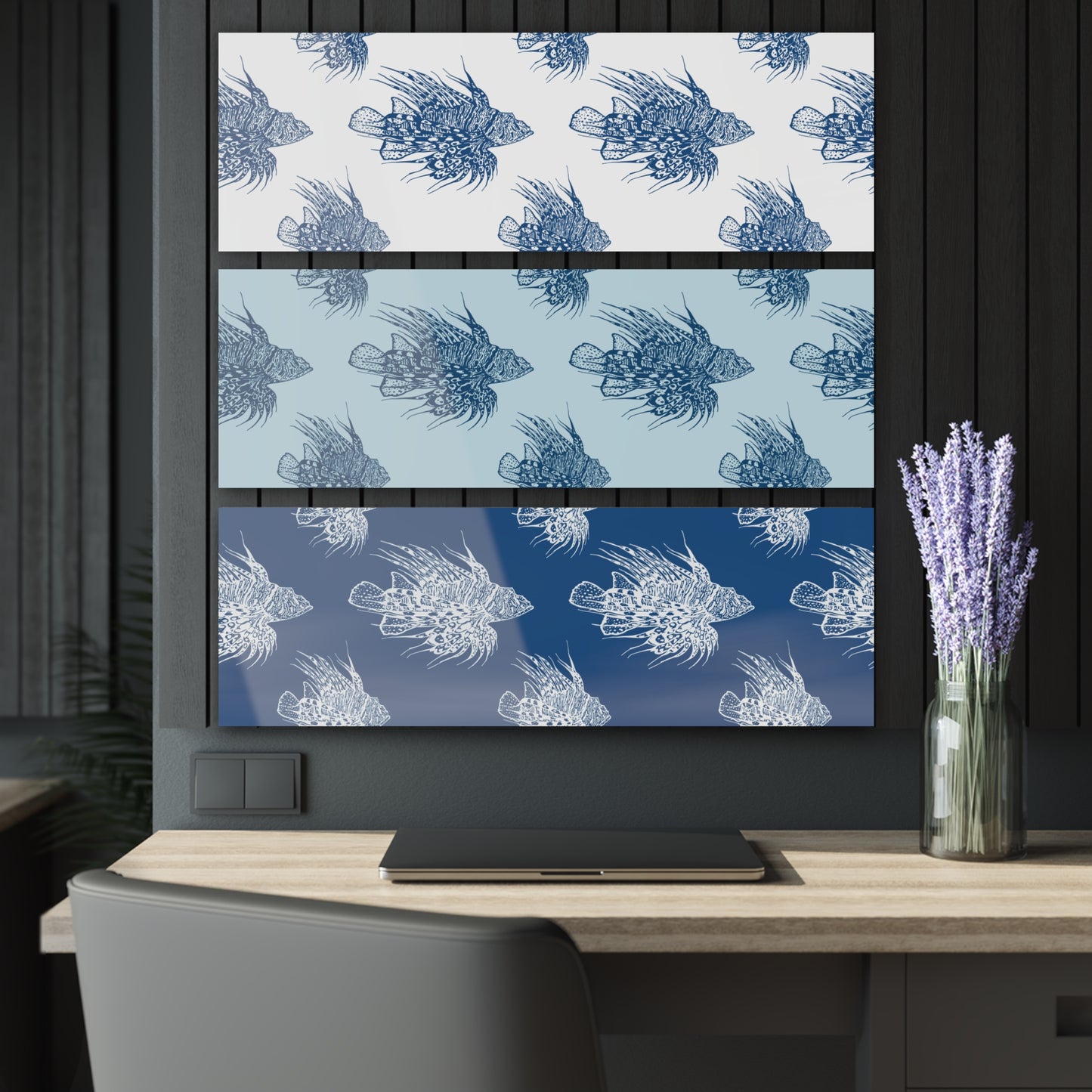 Lionfish Acrylic Triptych Wall Art - Unique Coastal Decor