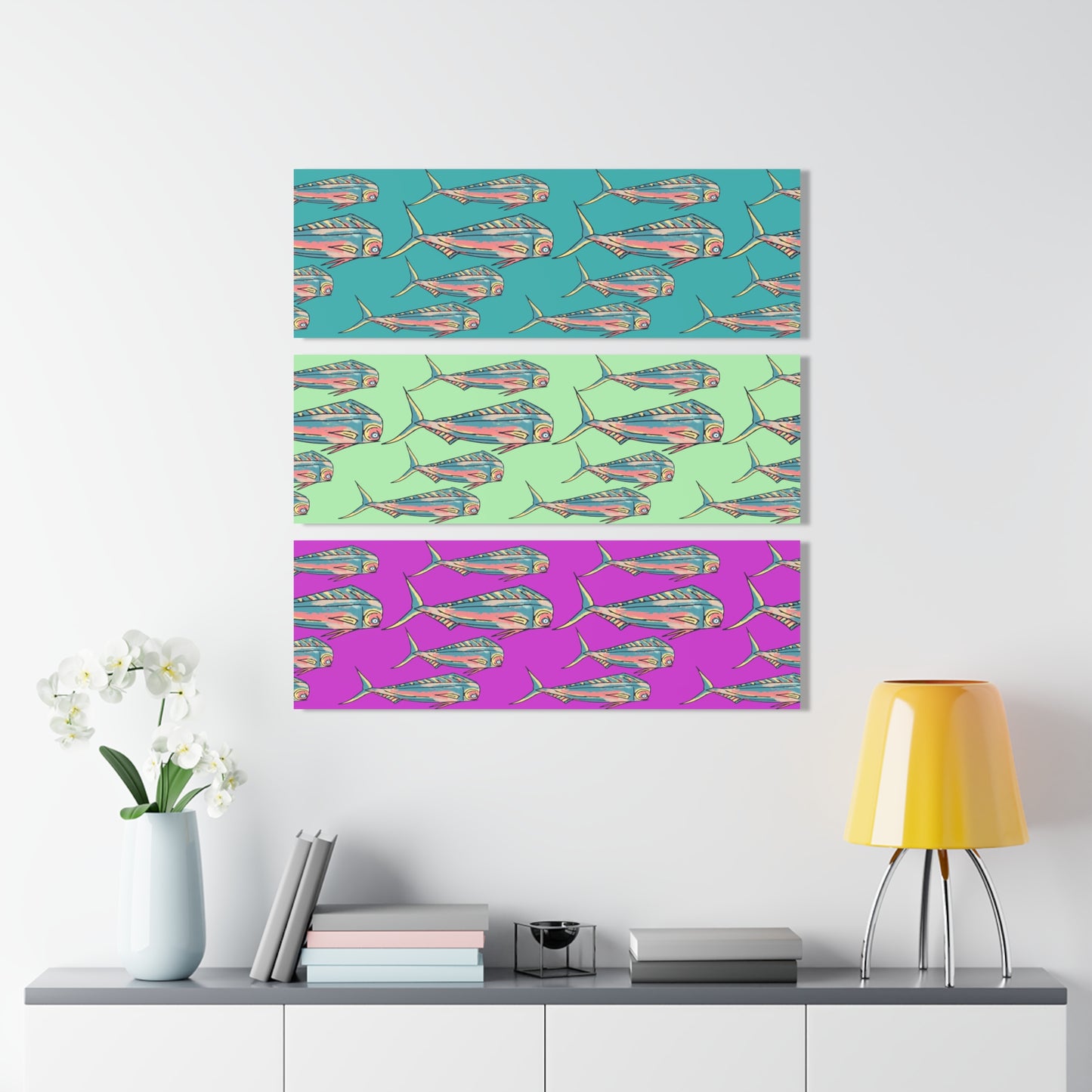 Bright Mahi Acrylic Triptych Wall Art - Unique Coastal Decor
