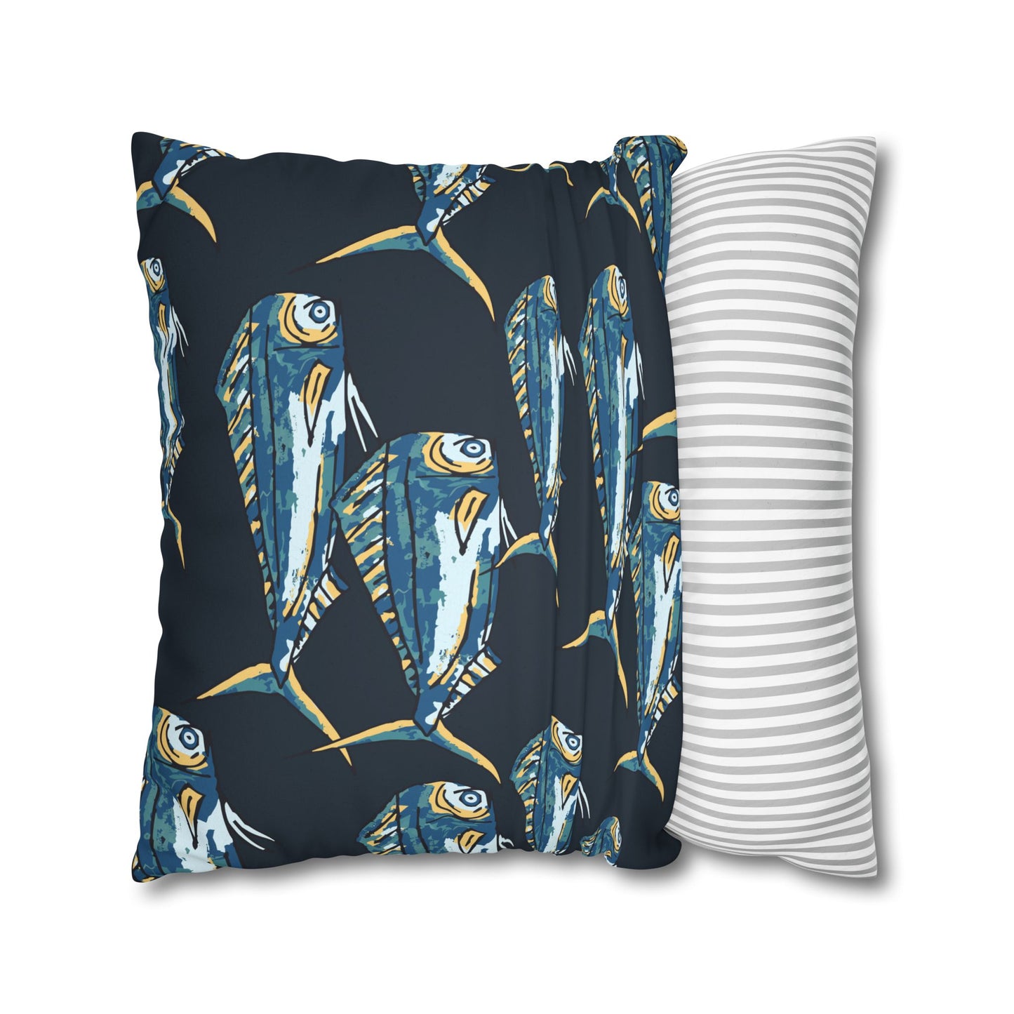 Navy Mahi - Faux Suede Pillowcase - Perfect for Beach Lovers