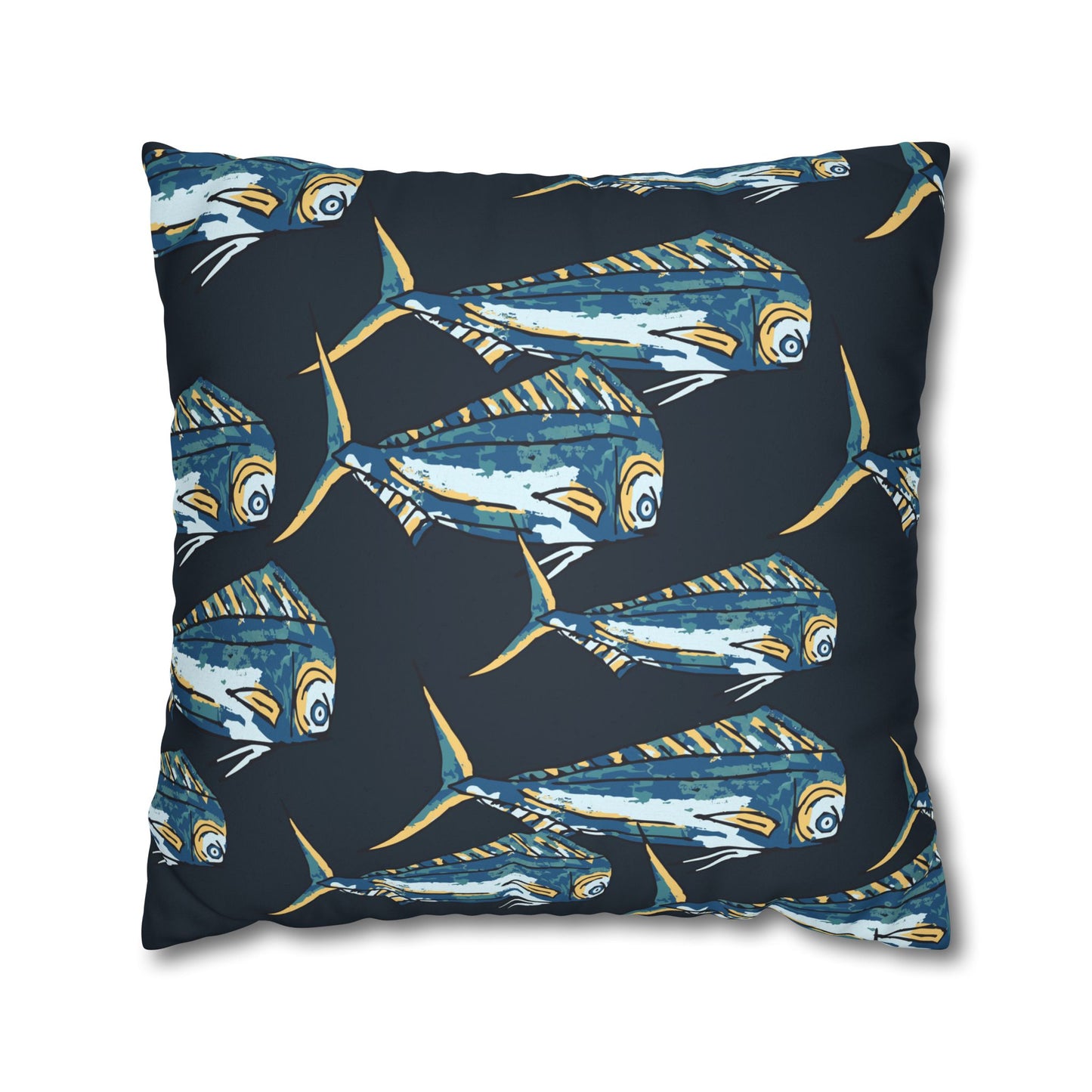 Navy Mahi - Faux Suede Pillowcase - Perfect for Beach Lovers