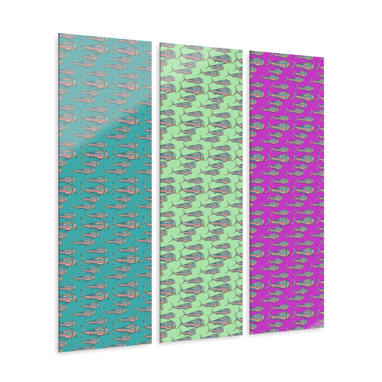 Bright Mahi Acrylic Triptych Wall Art - Unique Coastal Decor