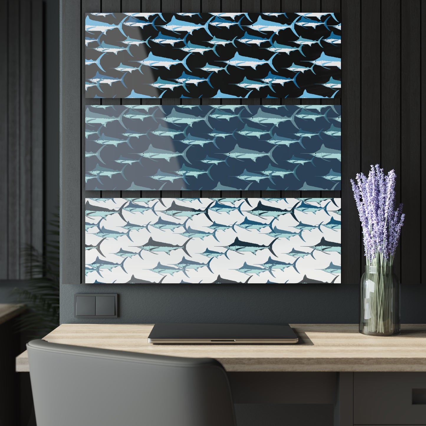 Marlin Acrylic Triptych Wall Art - Unique Coastal Decor