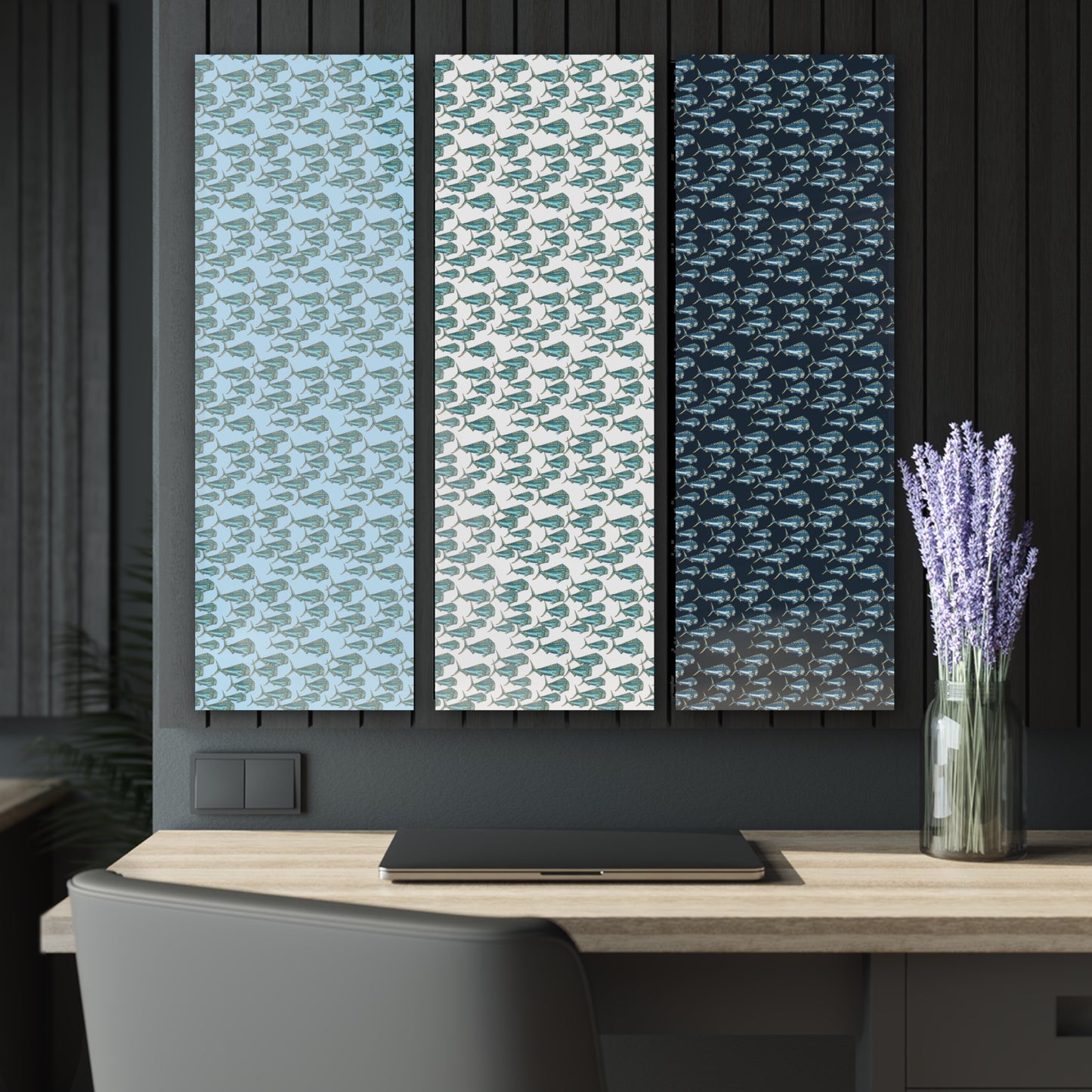 Mahi Acrylic Triptych Wall Art - Unique Coastal Decor