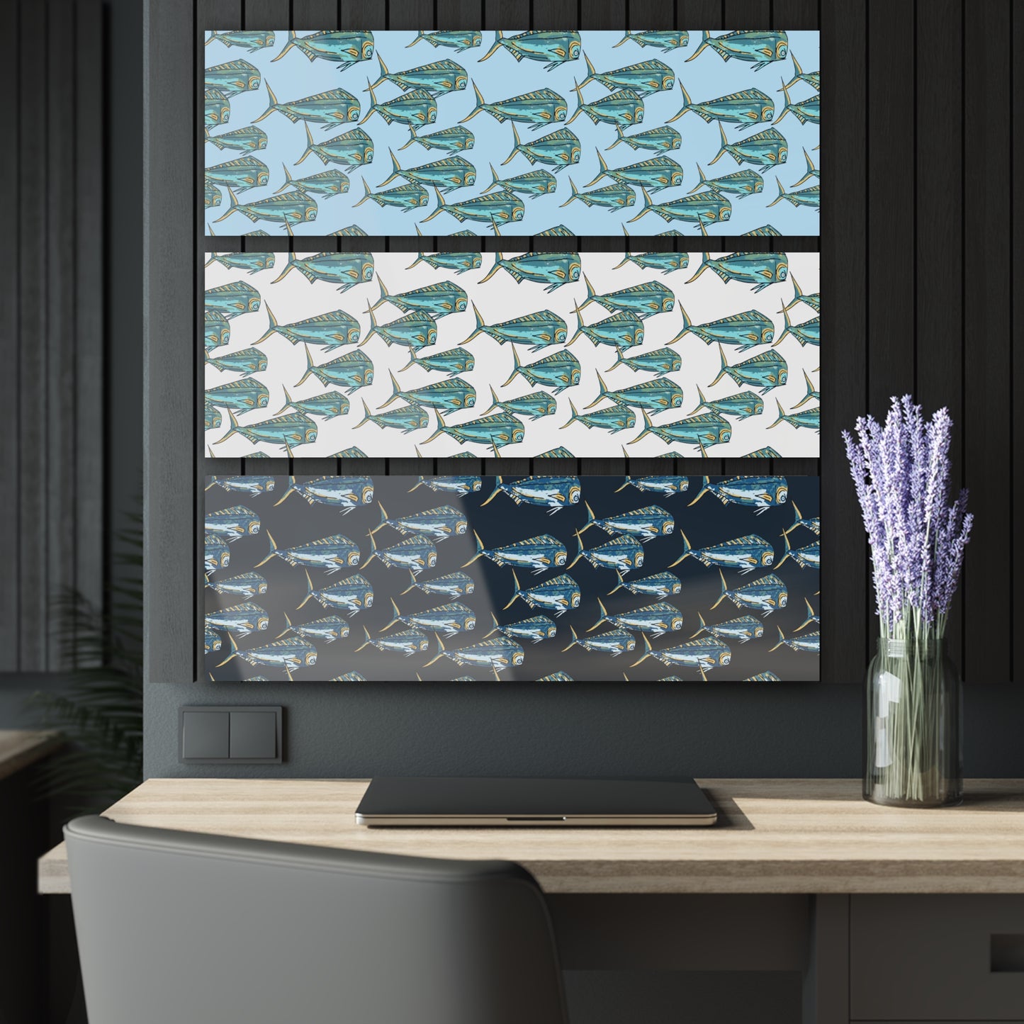 Mahi Acrylic Triptych Wall Art - Unique Coastal Decor