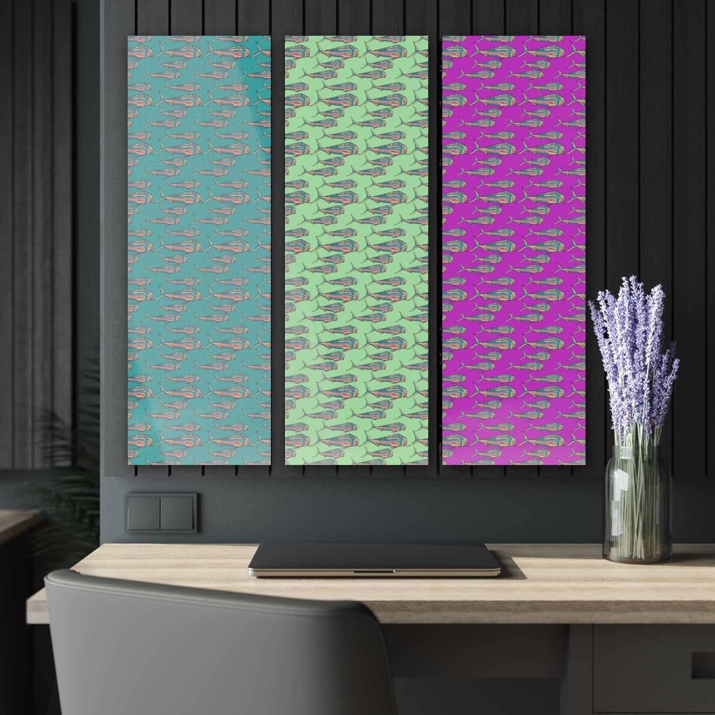 Bright Mahi Acrylic Triptych Wall Art - Unique Coastal Decor