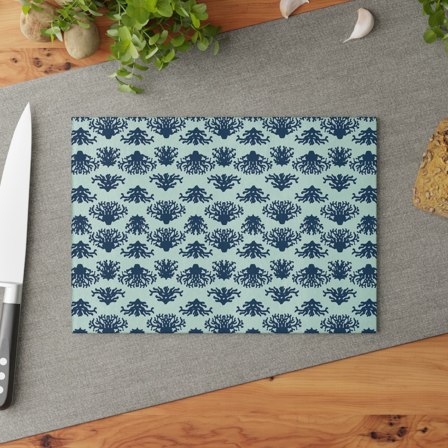 Coral Blues Glass Cutting Board