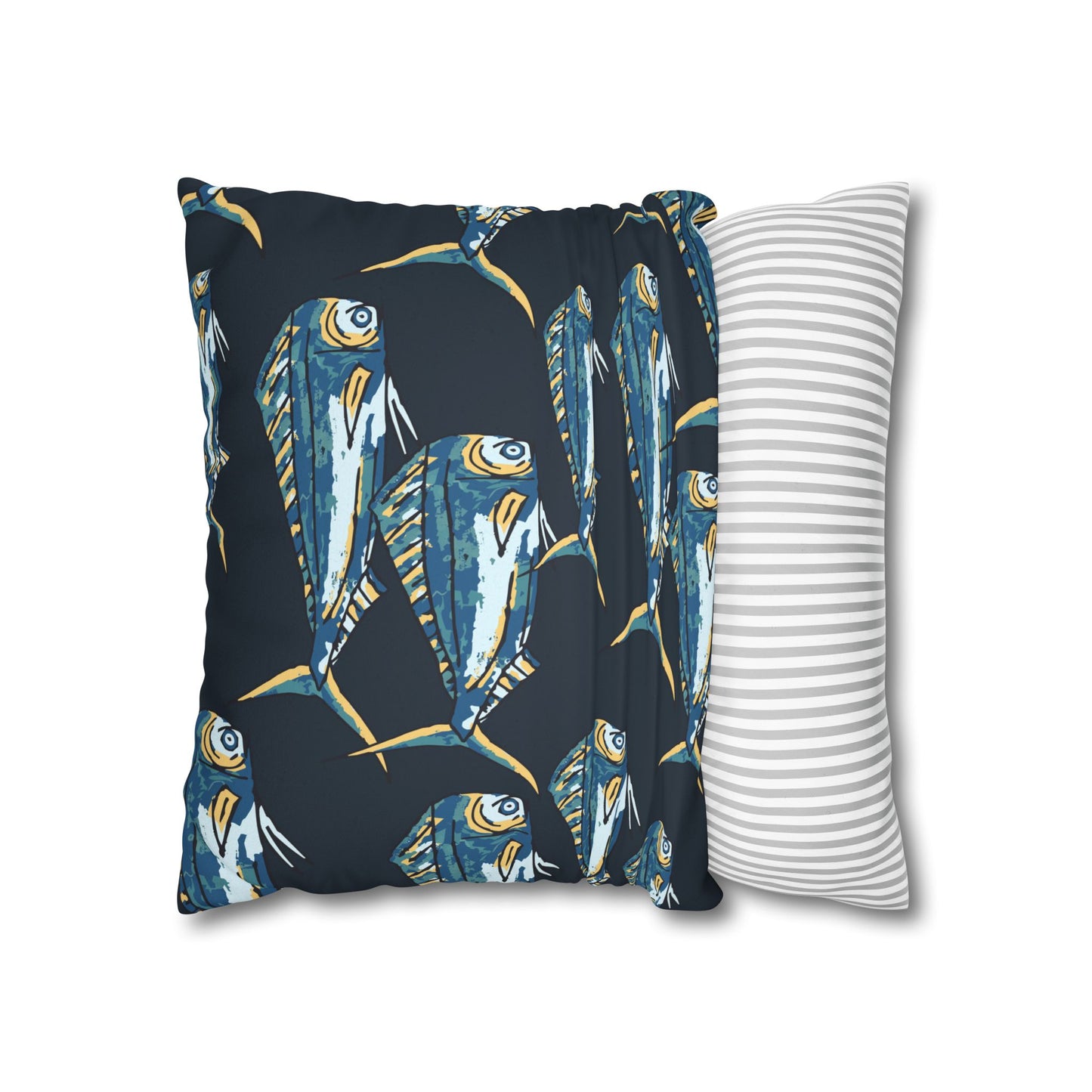 Navy Mahi - Faux Suede Pillowcase - Perfect for Beach Lovers