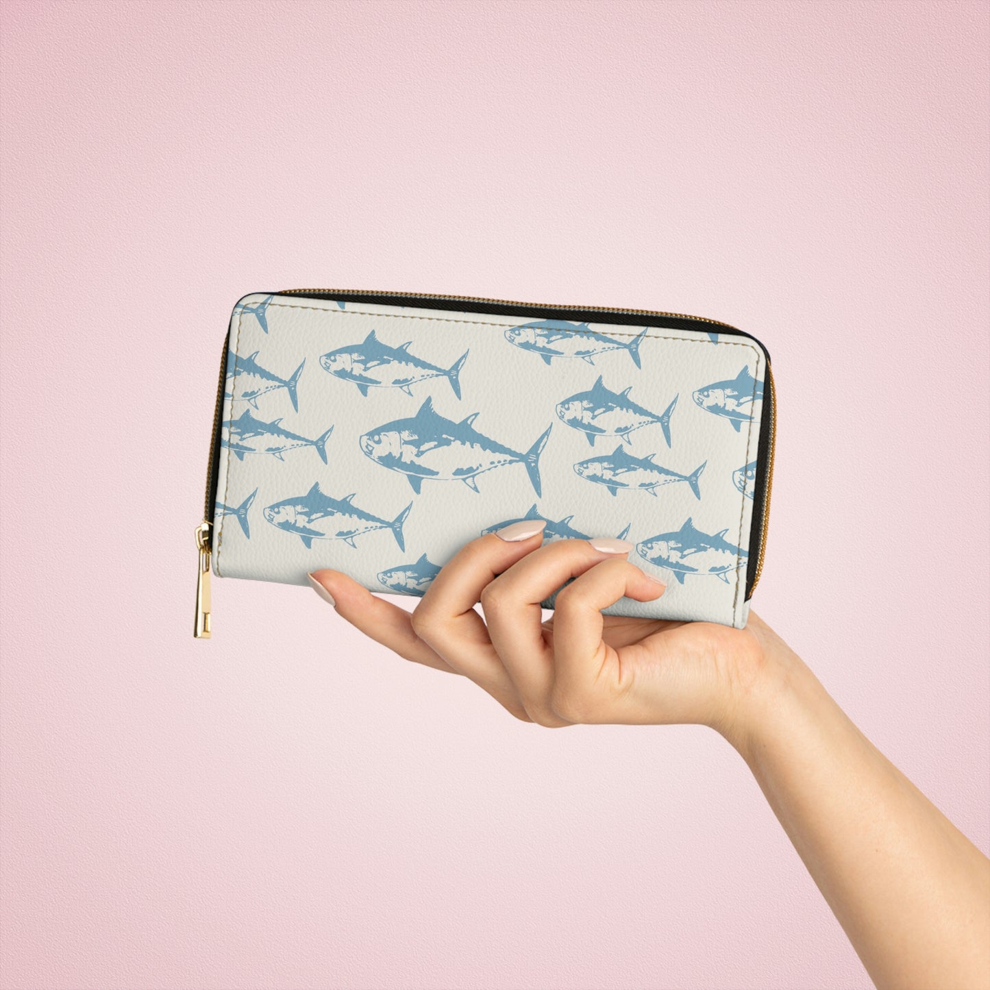 Black Fin Zipper Wallet