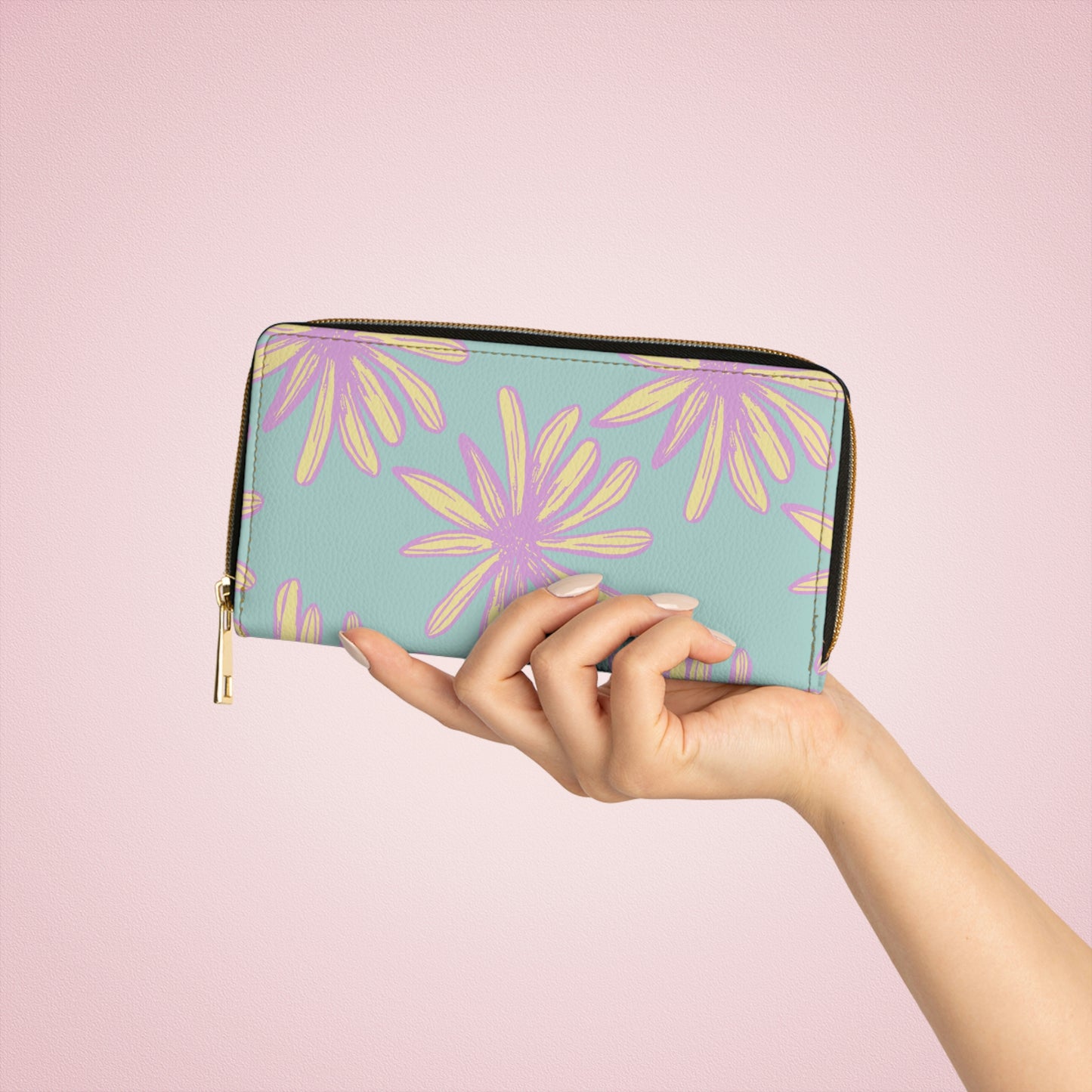 Floral Daisy Zipper Wallet