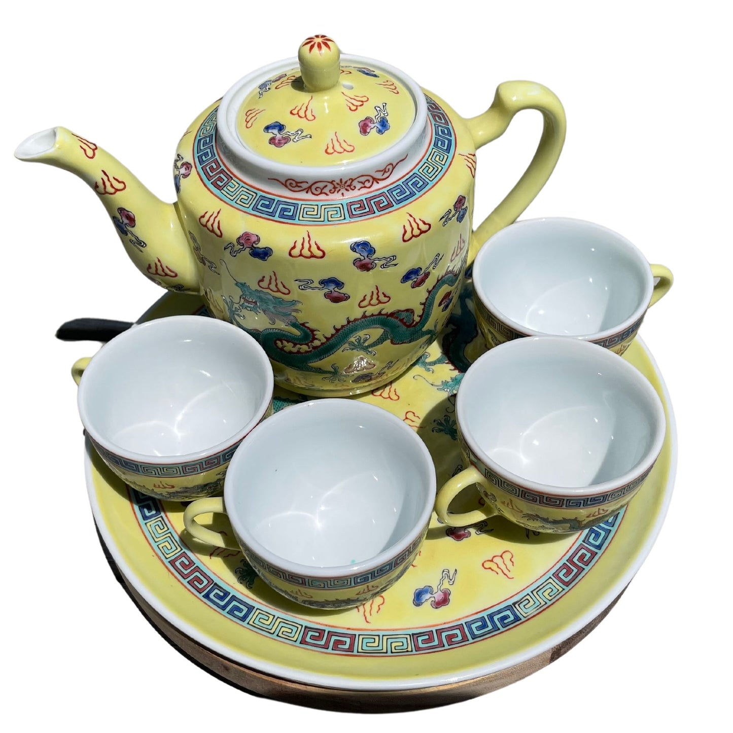 6 Piece Antique Chinese Dragon Tea Set