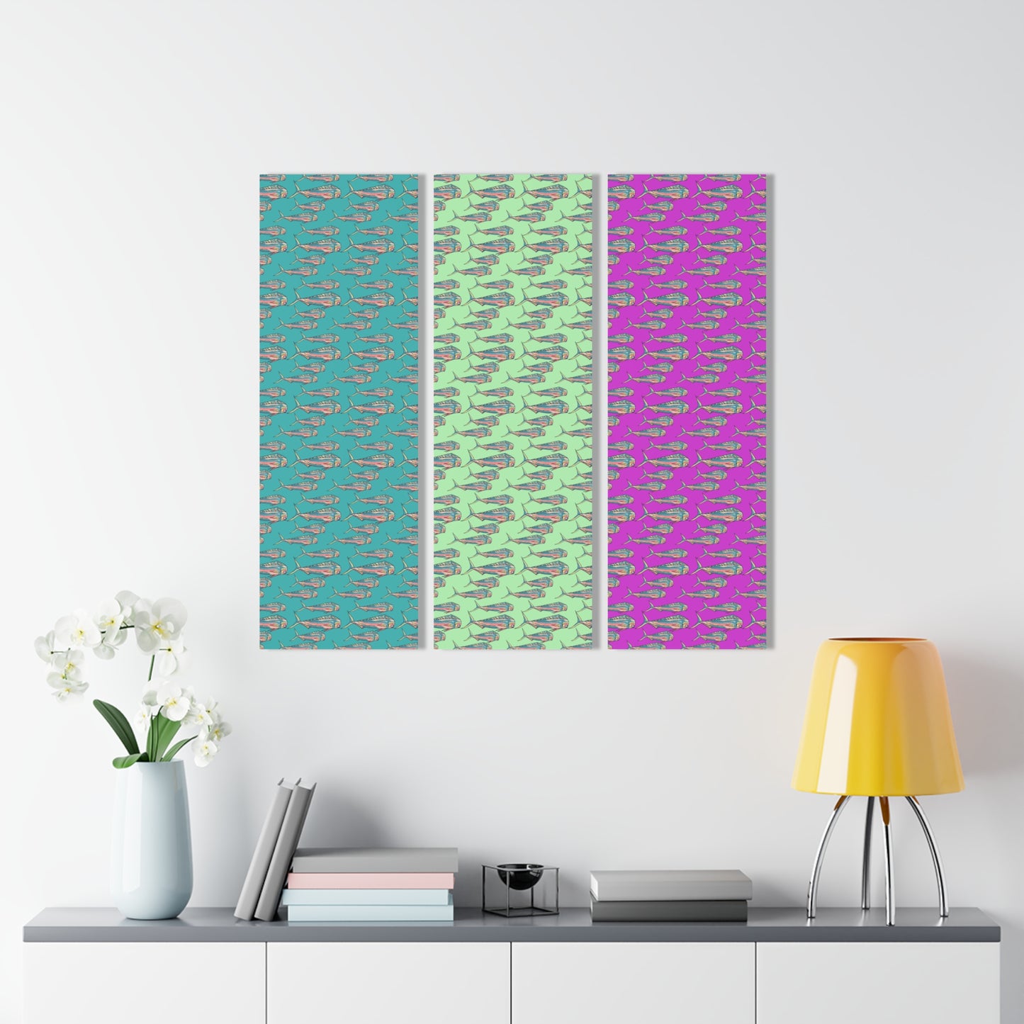 Bright Mahi Acrylic Triptych Wall Art - Unique Coastal Decor