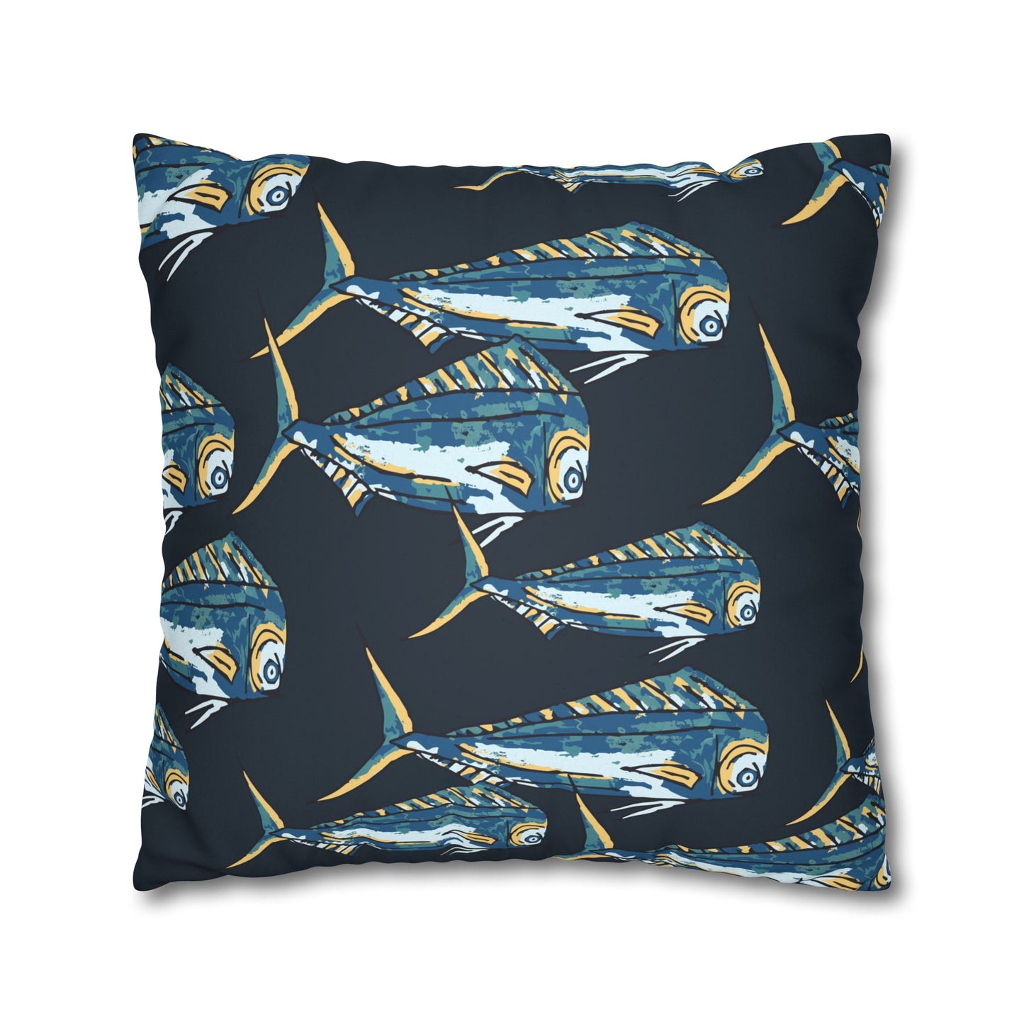 Navy Mahi -  Faux Suede Pillowcase - Perfect for Beach Lovers