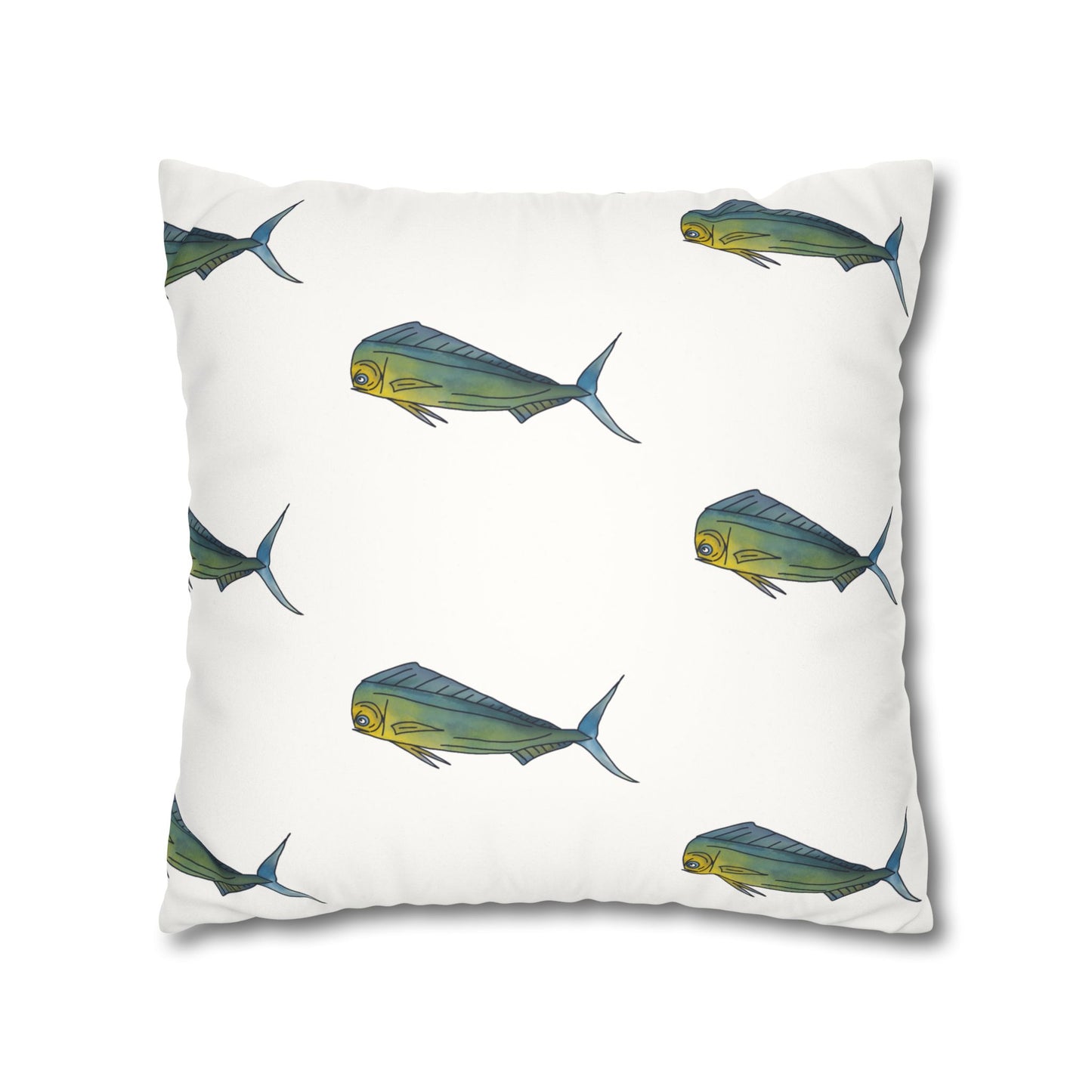 Watercolor Mahi -  Faux Suede Pillowcase - Perfect for Beach Lovers