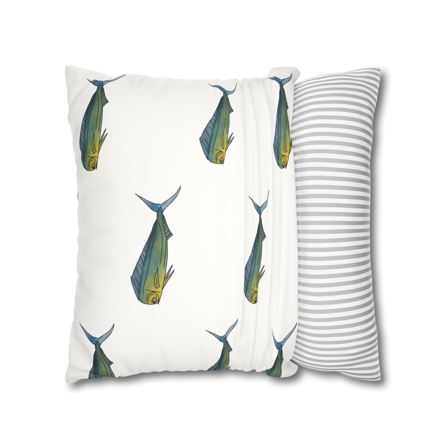 Watercolor Mahi -  Faux Suede Pillowcase - Perfect for Beach Lovers