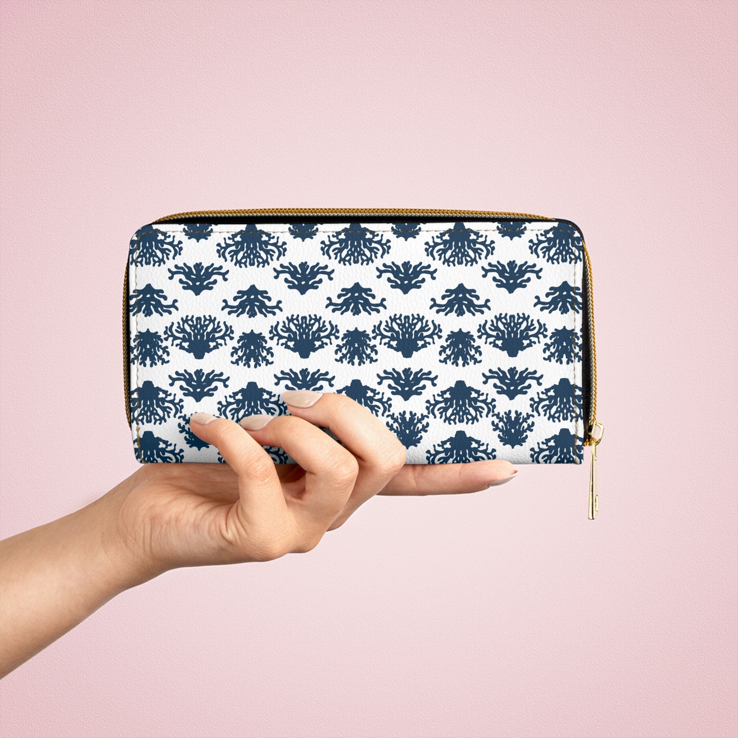 Coral Blues Zipper Wallet