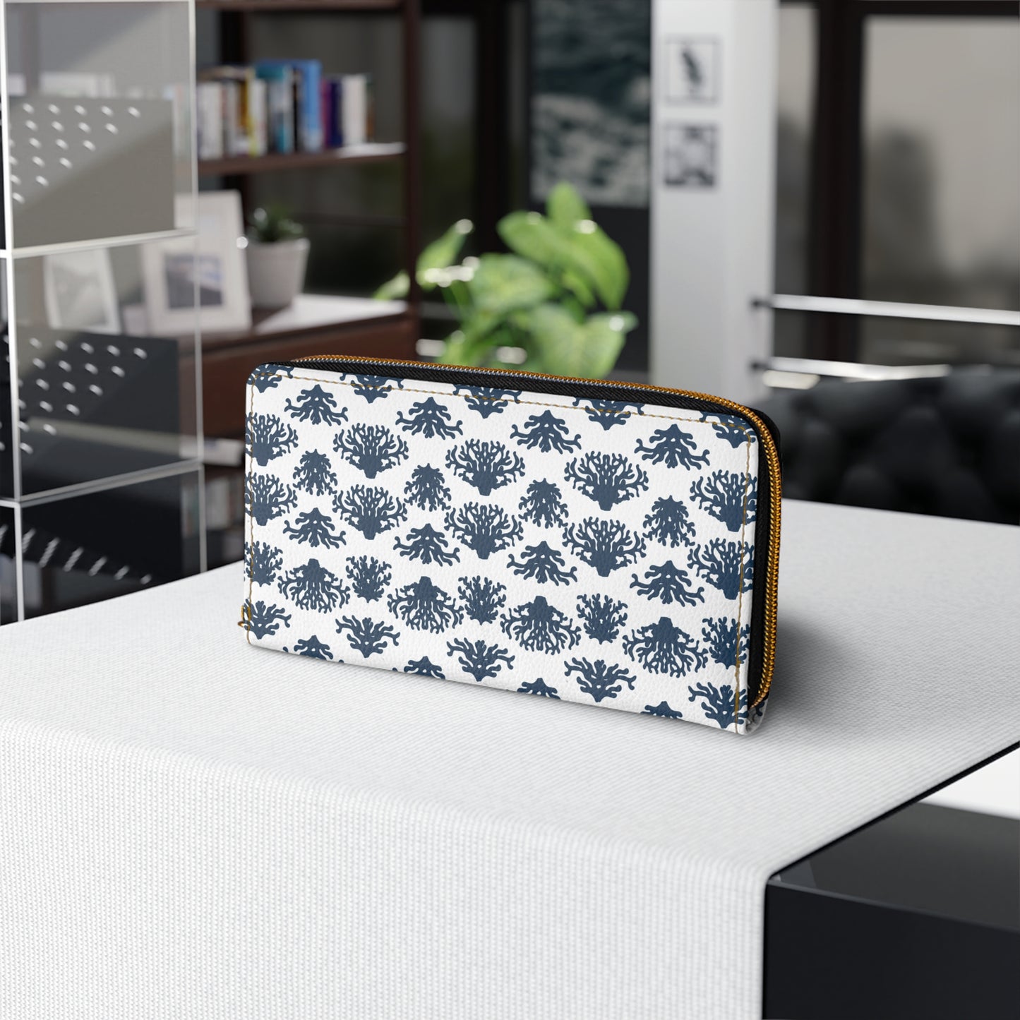 Coral Blues Zipper Wallet