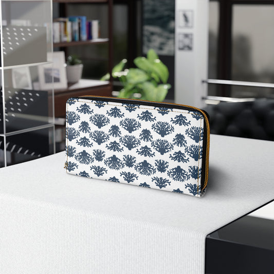 Coral Blues Zipper Wallet