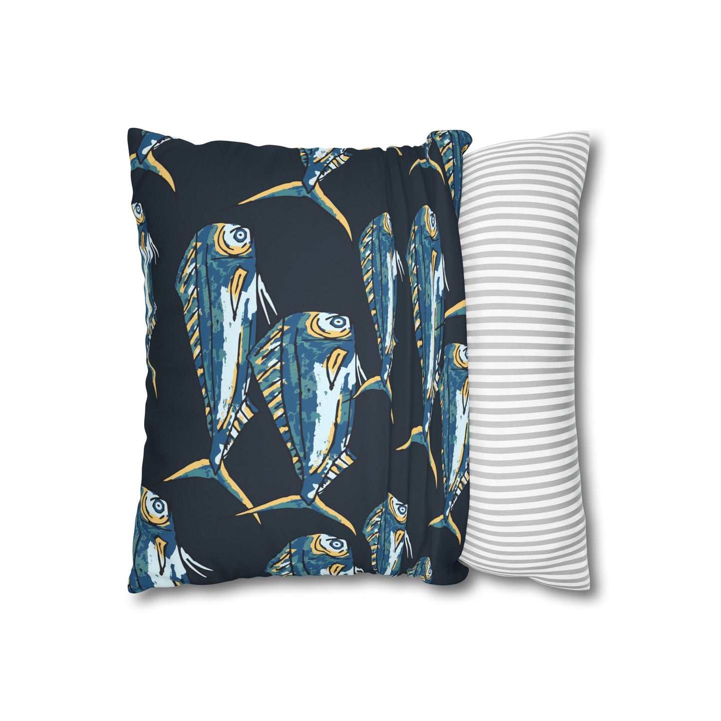 Navy Mahi -  Faux Suede Pillowcase - Perfect for Beach Lovers