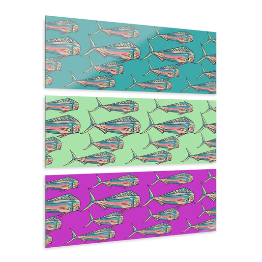 Bright Mahi Acrylic Triptych Wall Art - Unique Coastal Decor