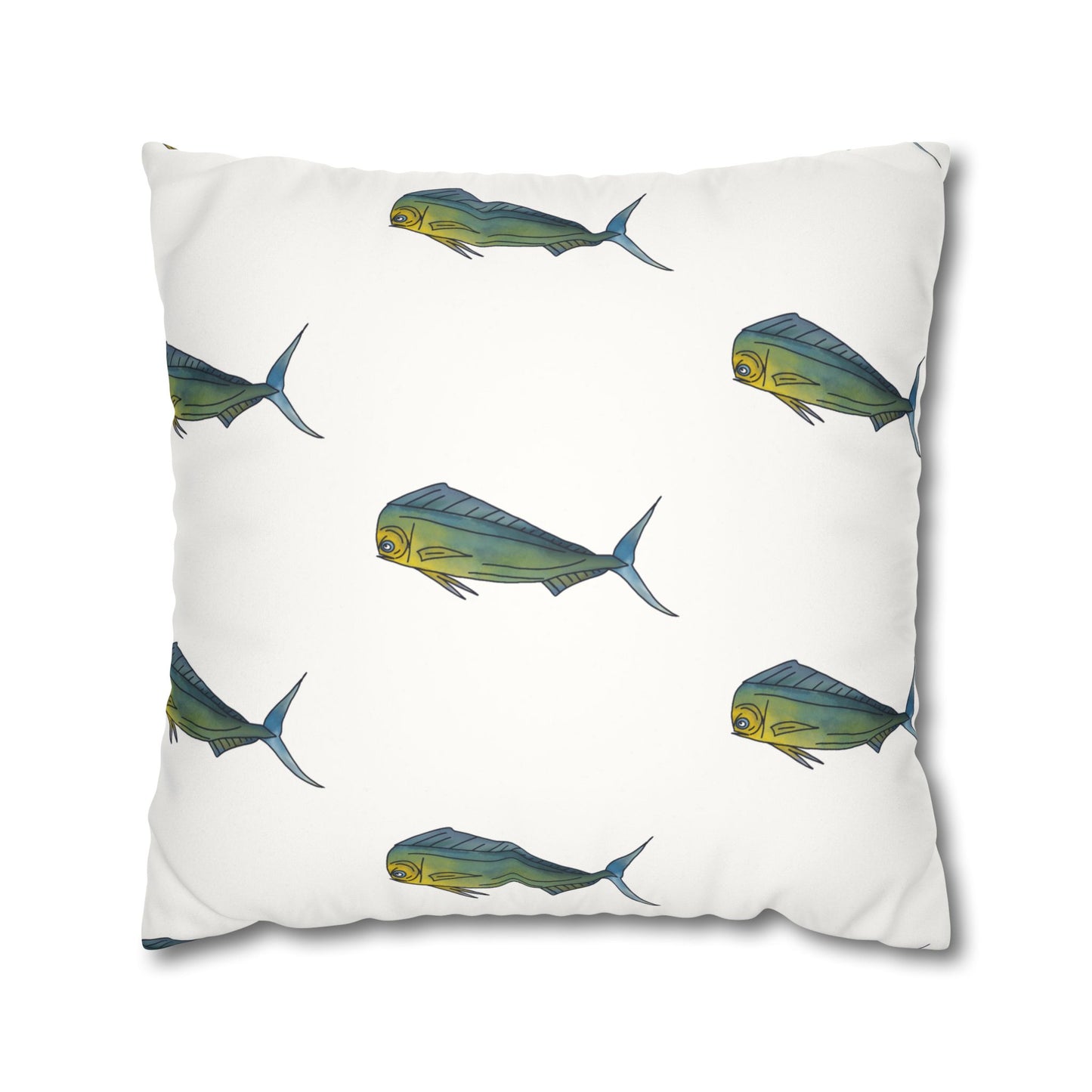 Watercolor Mahi -  Faux Suede Pillowcase - Perfect for Beach Lovers