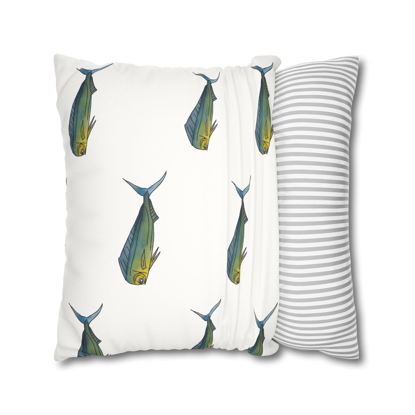 Watercolor Mahi -  Faux Suede Pillowcase - Perfect for Beach Lovers