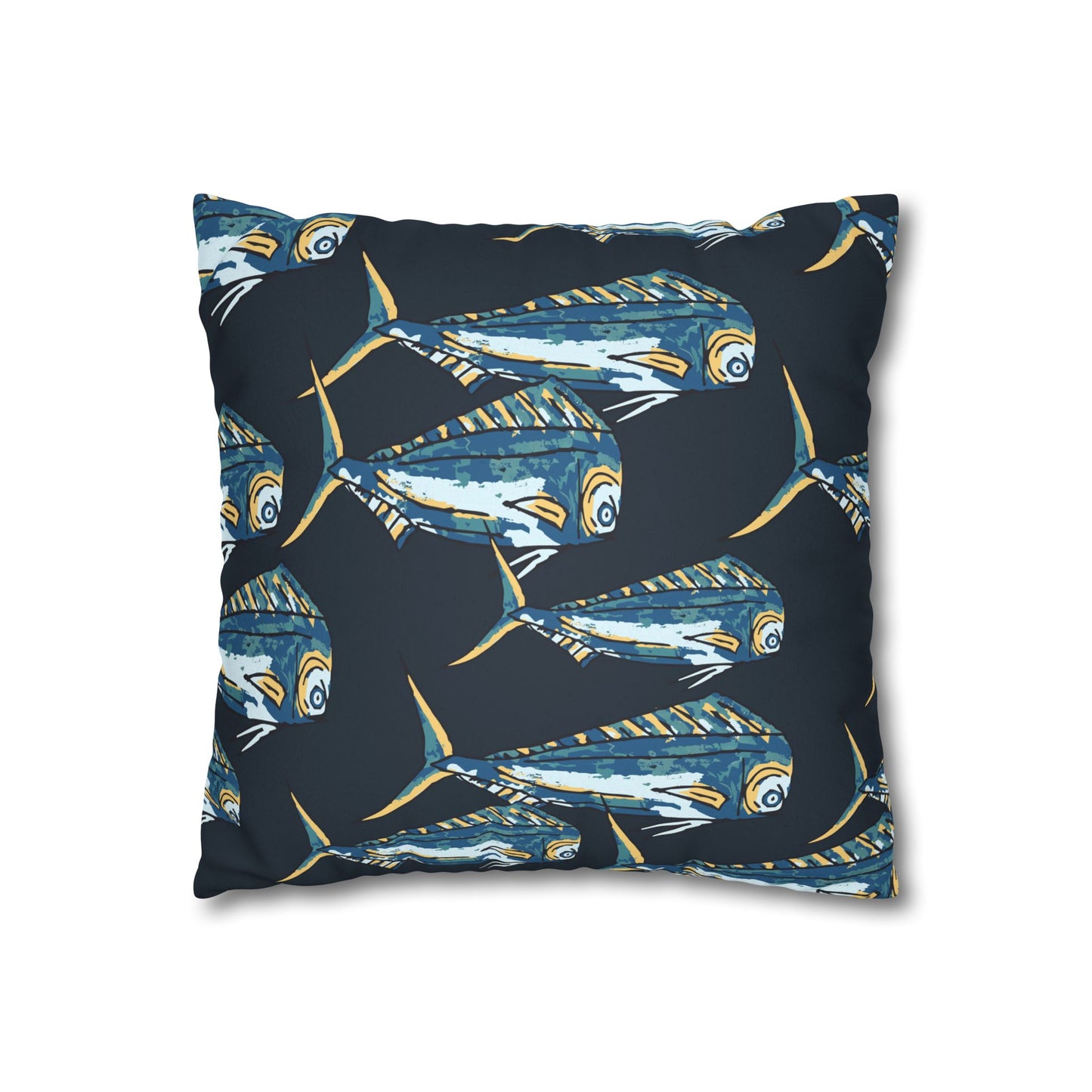 Navy Mahi -  Faux Suede Pillowcase - Perfect for Beach Lovers
