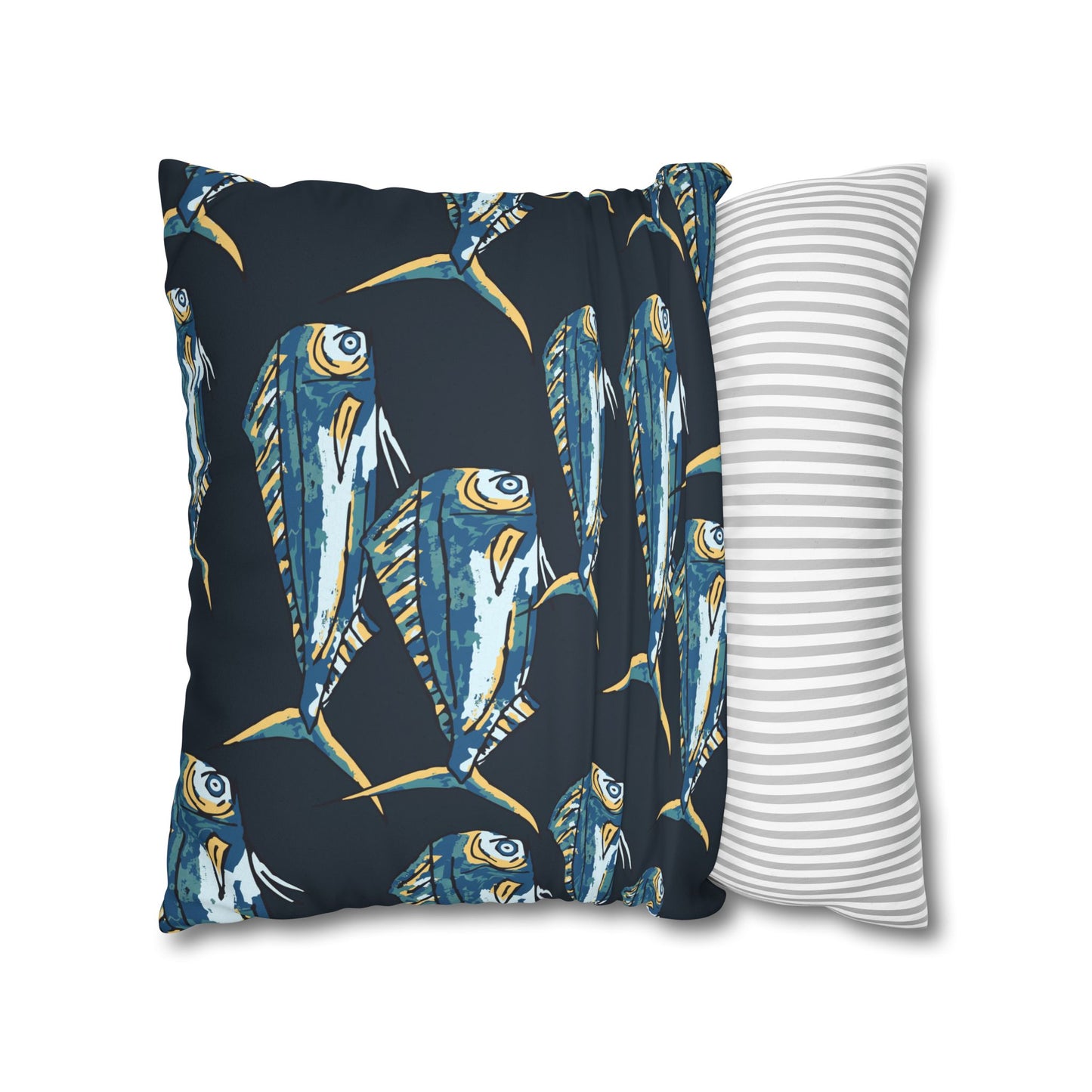 Navy Mahi -  Faux Suede Pillowcase - Perfect for Beach Lovers