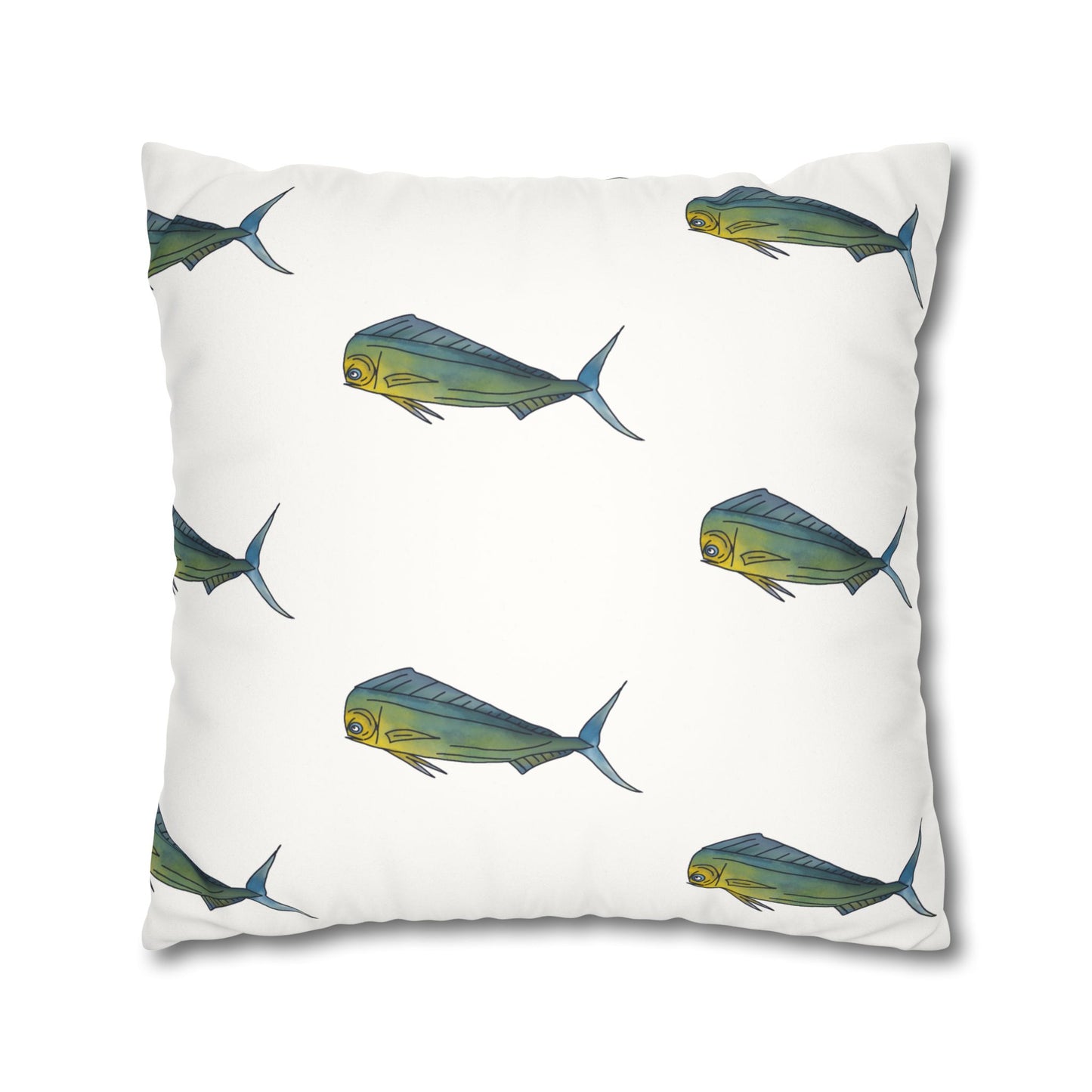Watercolor Mahi -  Faux Suede Pillowcase - Perfect for Beach Lovers