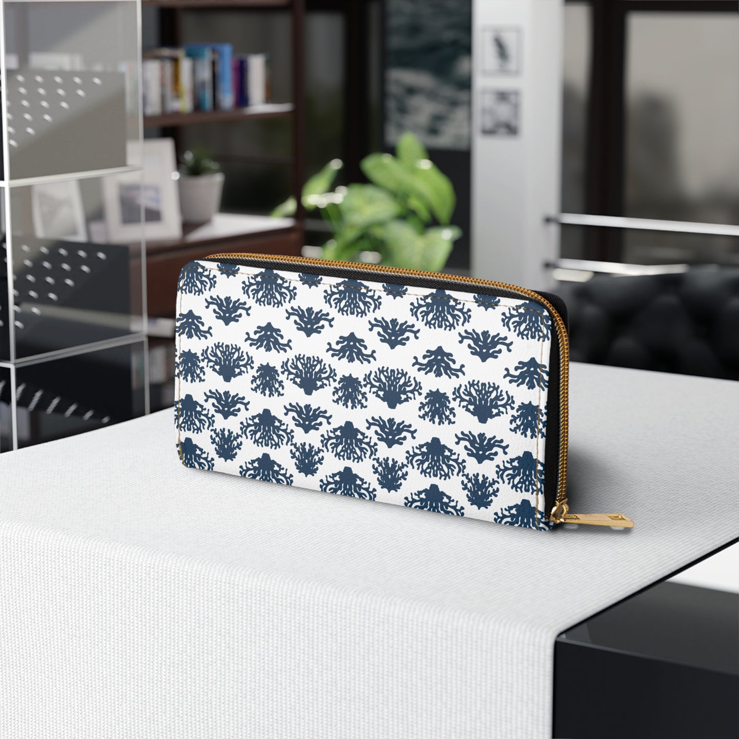 Coral Blues Zipper Wallet