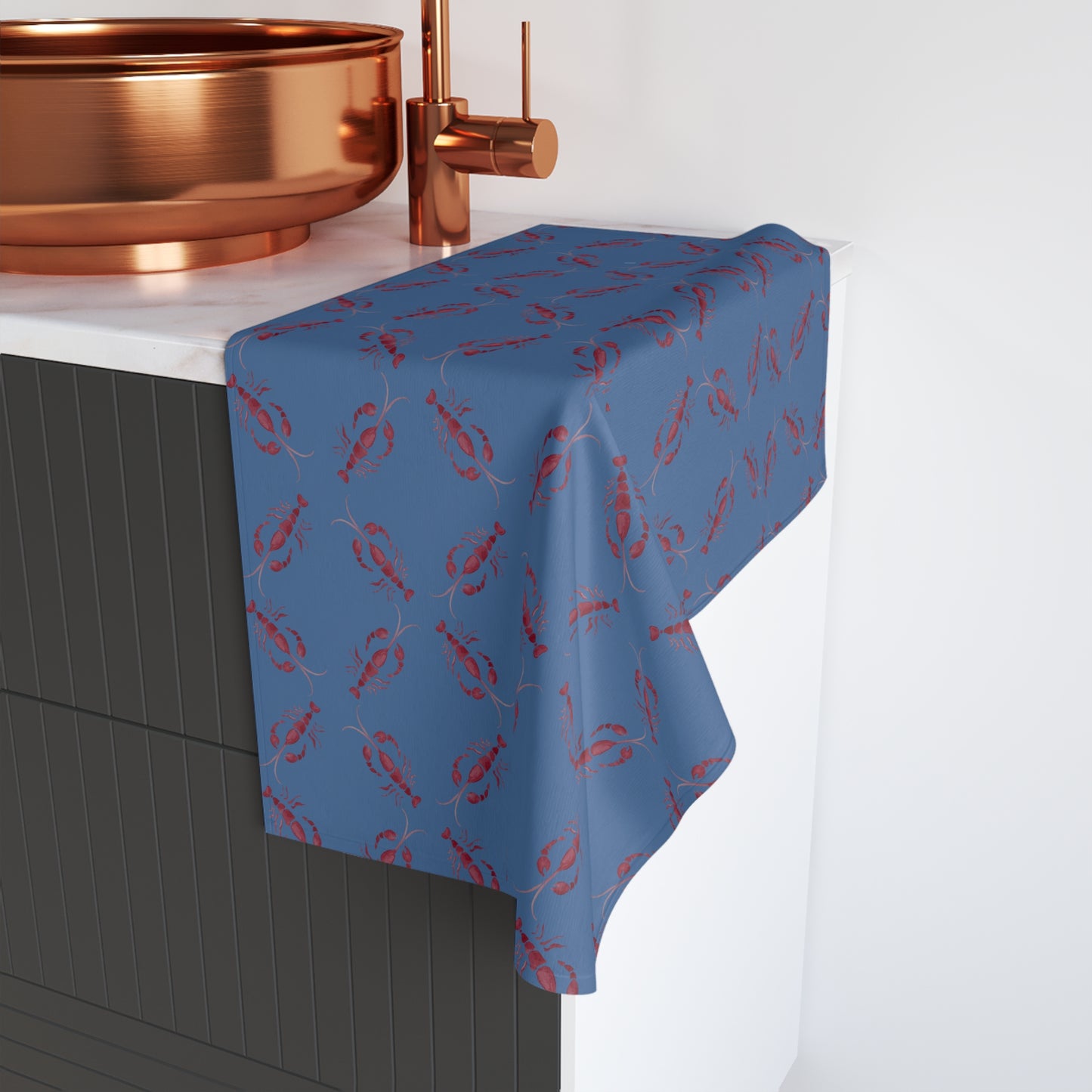 Lobster Pattern Hand Towel - Nautical Kitchen Décor
