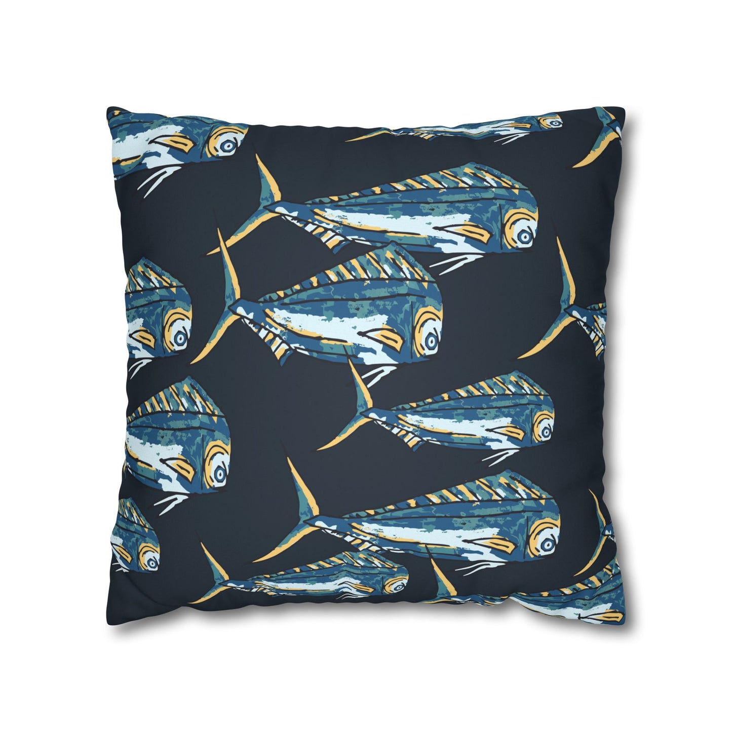 Navy Mahi -  Faux Suede Pillowcase - Perfect for Beach Lovers