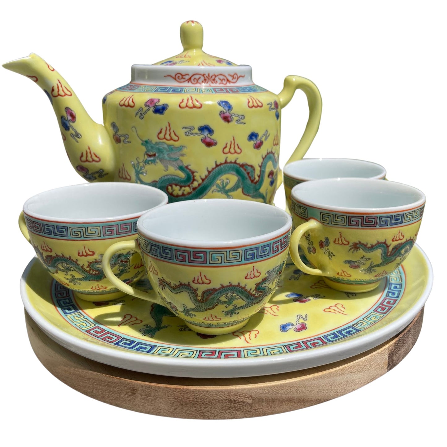 6 Piece Antique Chinese Dragon Tea Set