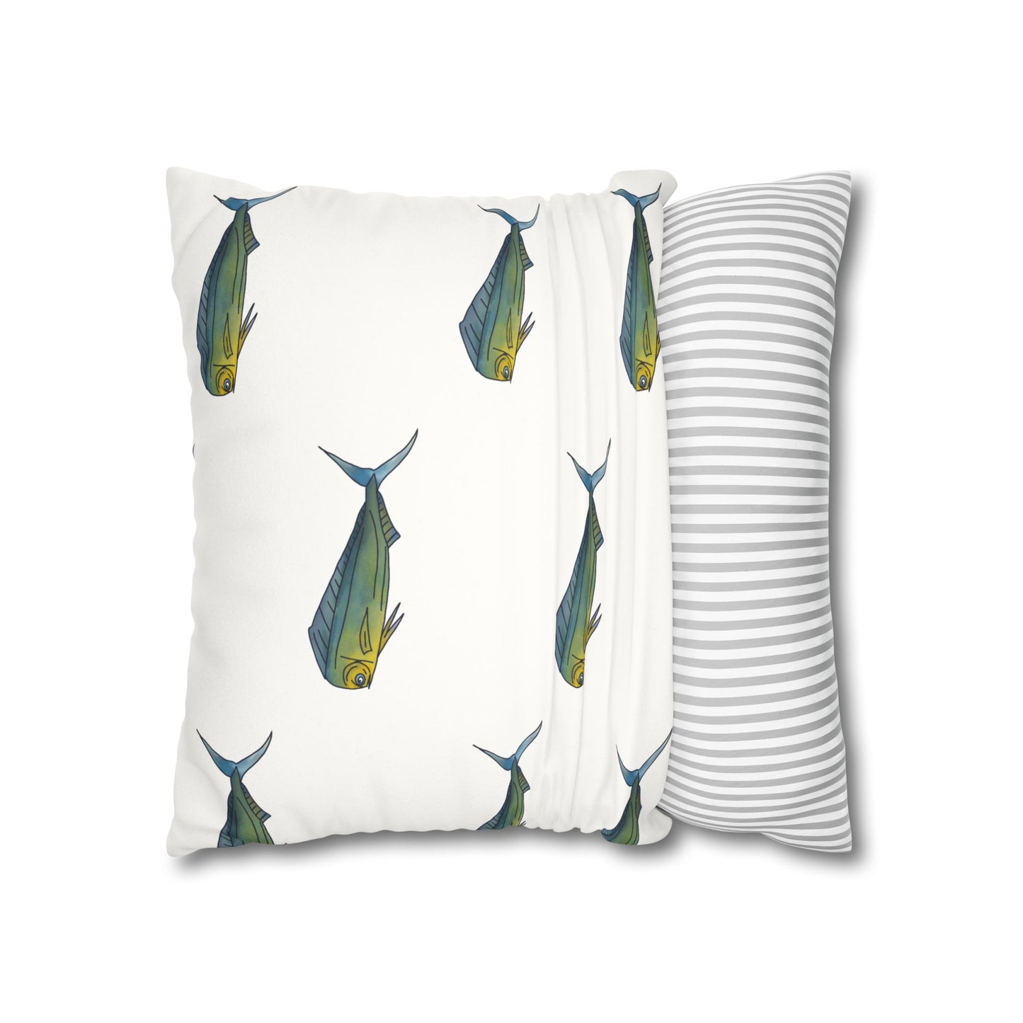 Watercolor Mahi -  Faux Suede Pillowcase - Perfect for Beach Lovers