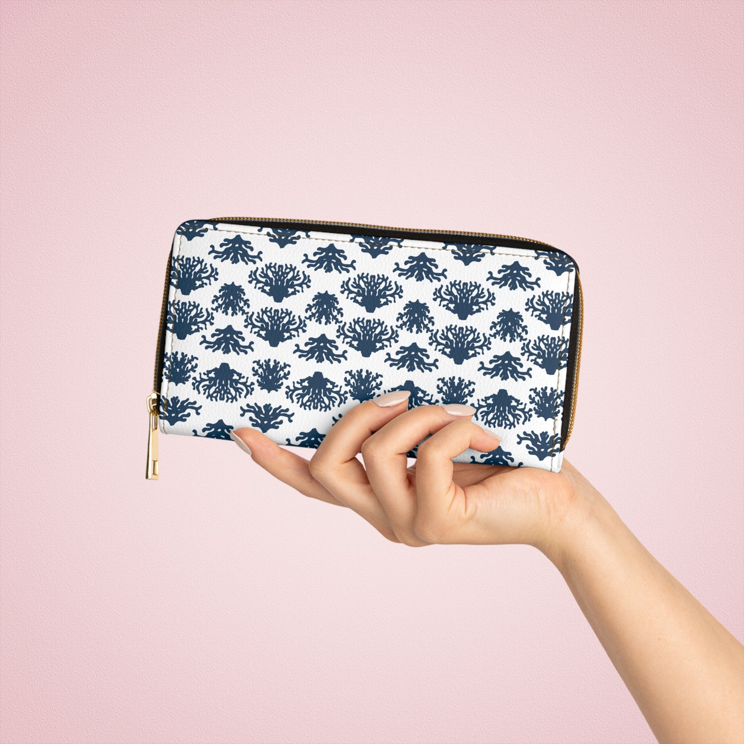 Coral Blues Zipper Wallet
