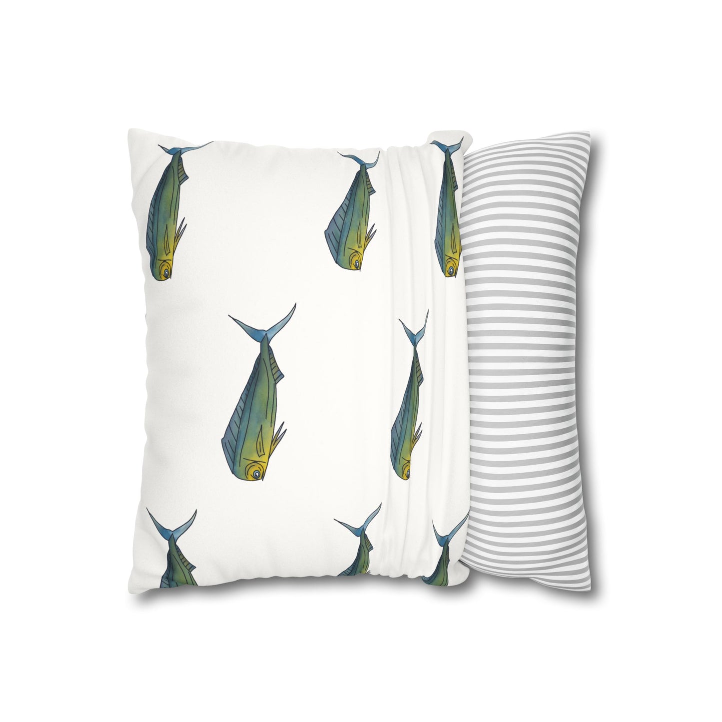 Watercolor Mahi -  Faux Suede Pillowcase - Perfect for Beach Lovers