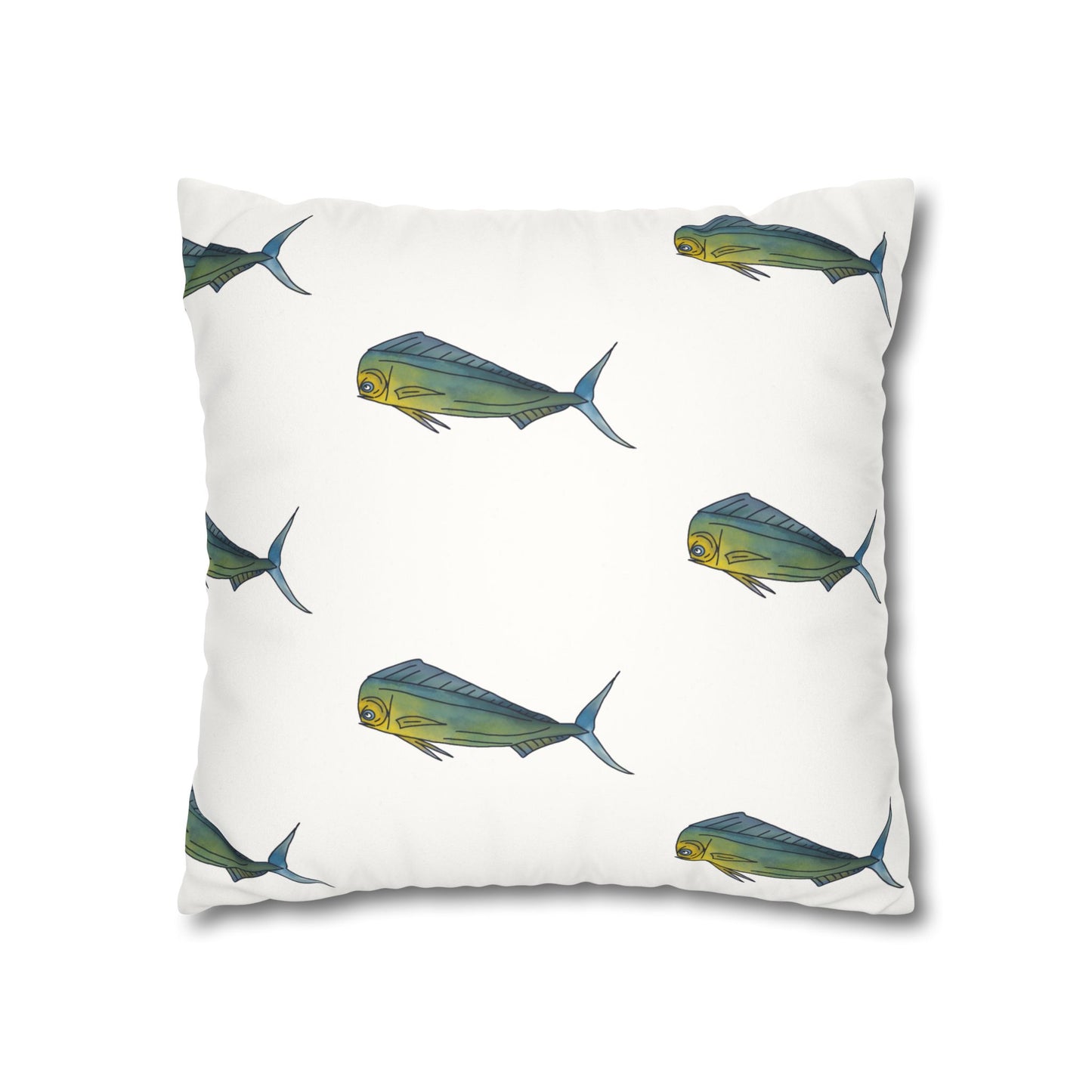 Watercolor Mahi -  Faux Suede Pillowcase - Perfect for Beach Lovers