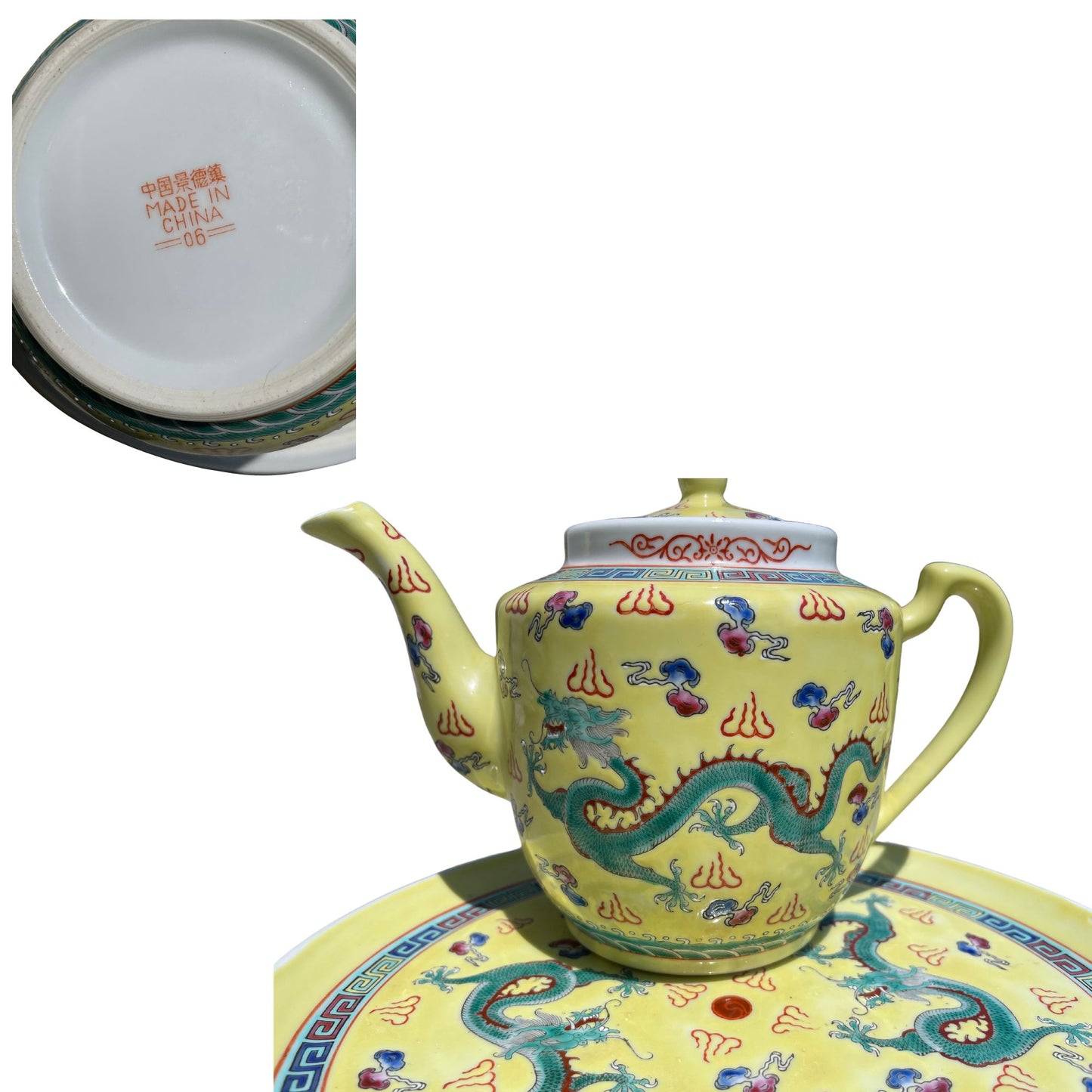 6 Piece Antique Chinese Dragon Tea Set