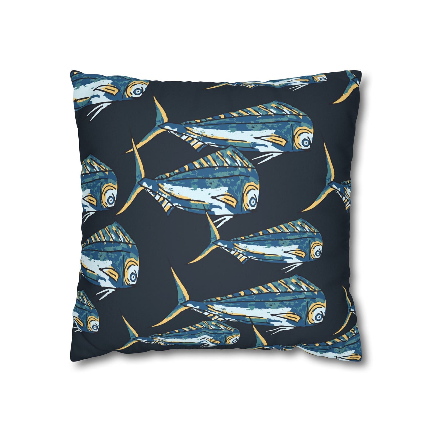 Navy Mahi -  Faux Suede Pillowcase - Perfect for Beach Lovers