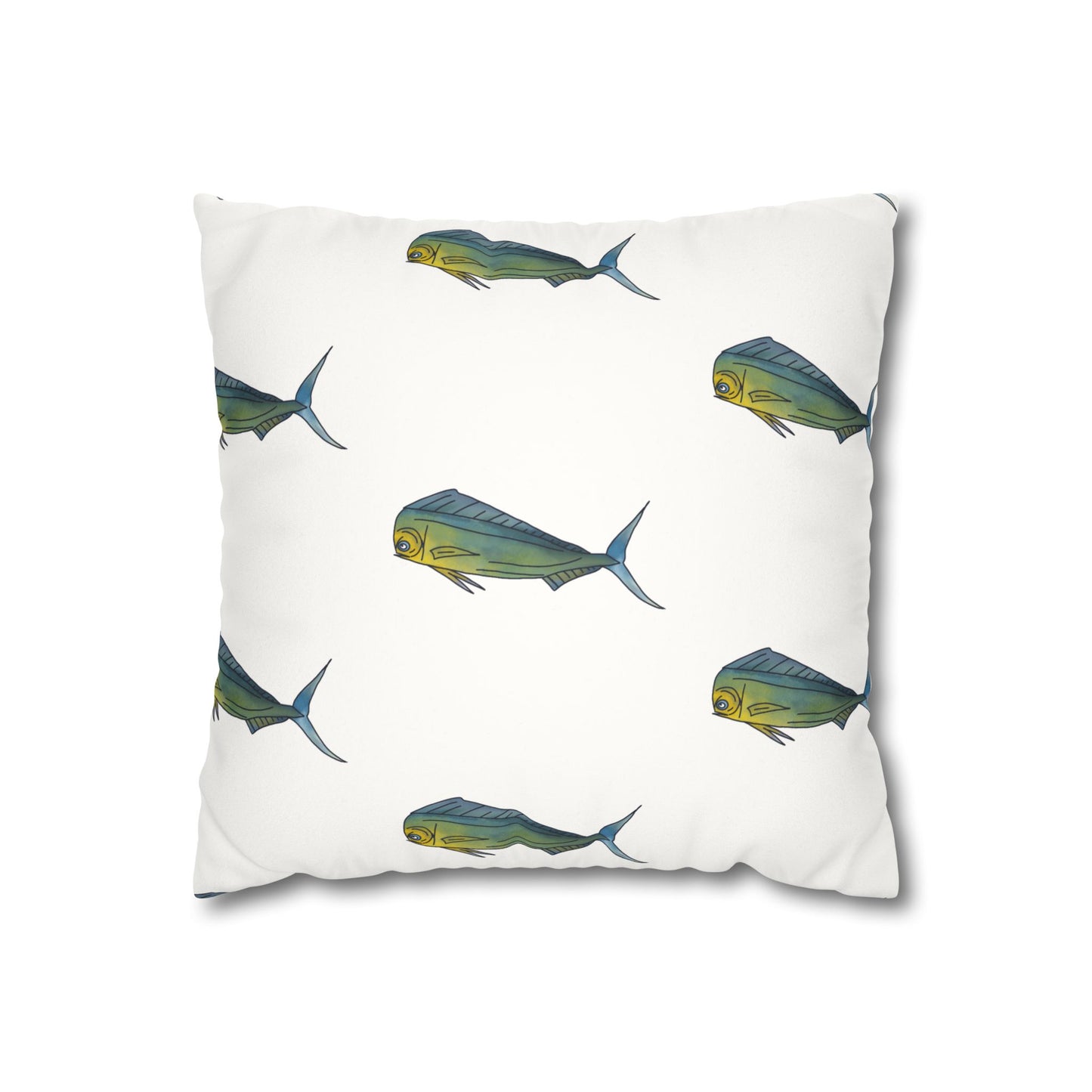 Watercolor Mahi -  Faux Suede Pillowcase - Perfect for Beach Lovers