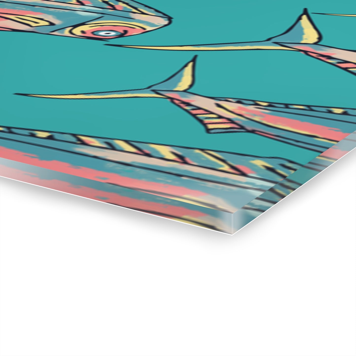 Bright Mahi Acrylic Triptych Wall Art - Unique Coastal Decor