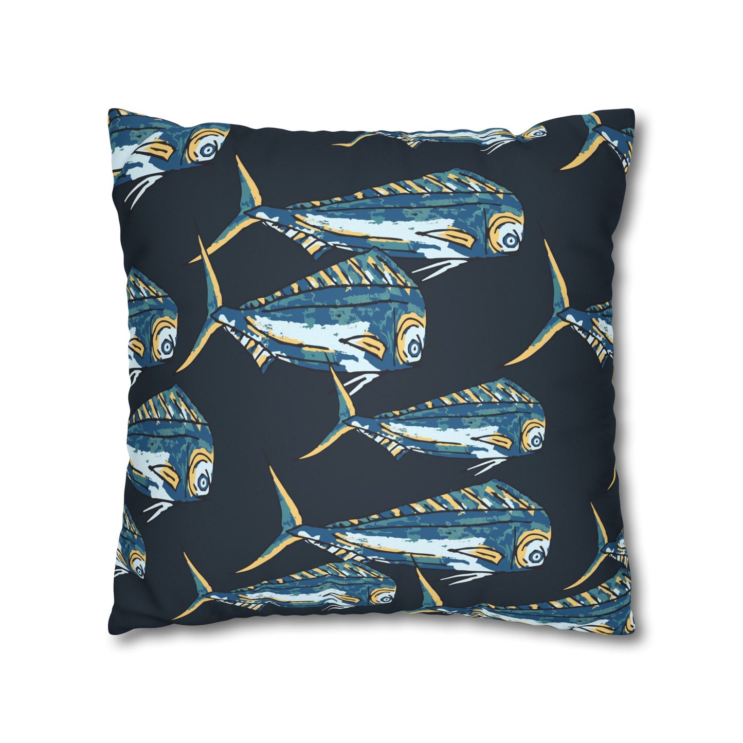 Navy Mahi -  Faux Suede Pillowcase - Perfect for Beach Lovers