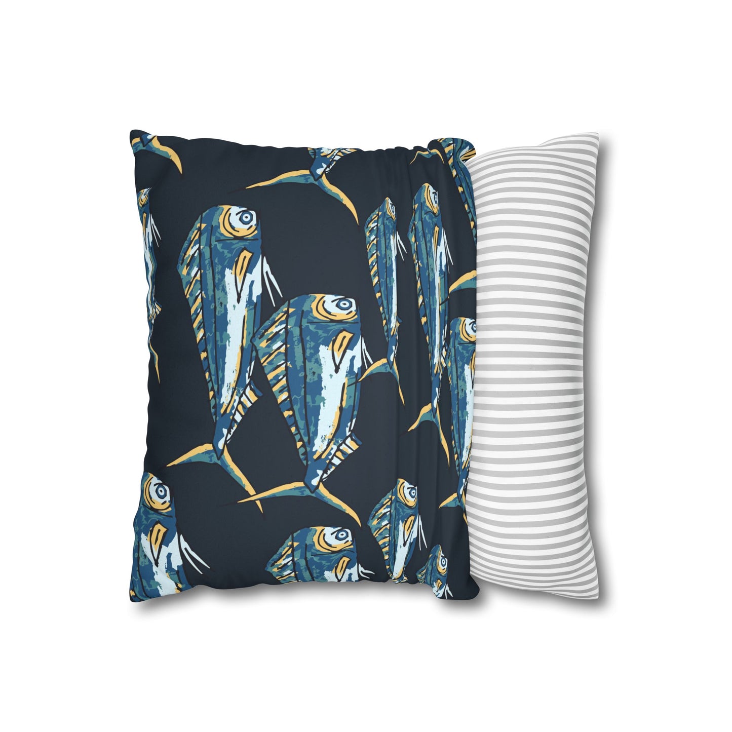 Navy Mahi -  Faux Suede Pillowcase - Perfect for Beach Lovers