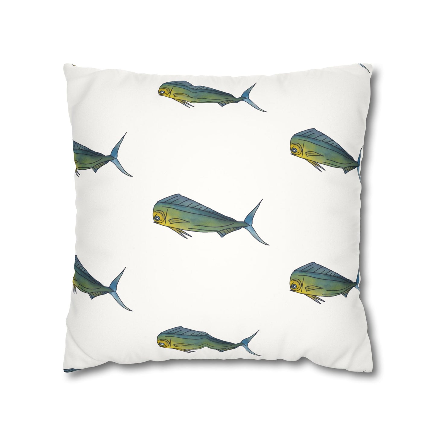 Watercolor Mahi -  Faux Suede Pillowcase - Perfect for Beach Lovers