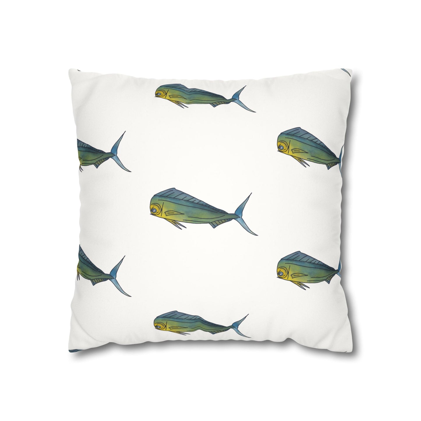 Watercolor Mahi -  Faux Suede Pillowcase - Perfect for Beach Lovers