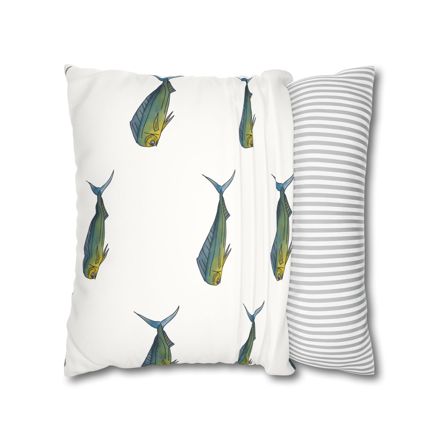 Watercolor Mahi -  Faux Suede Pillowcase - Perfect for Beach Lovers