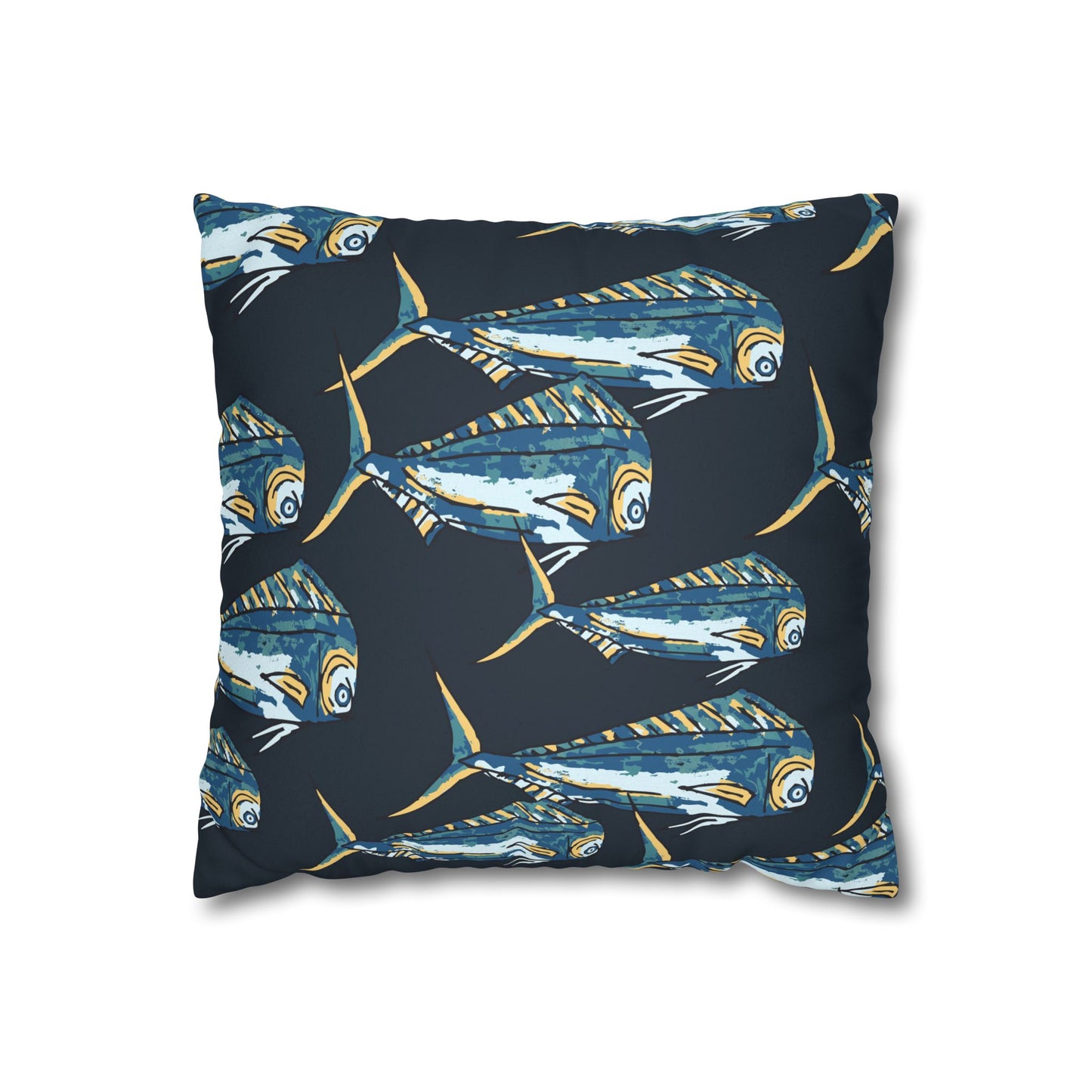 Navy Mahi -  Faux Suede Pillowcase - Perfect for Beach Lovers