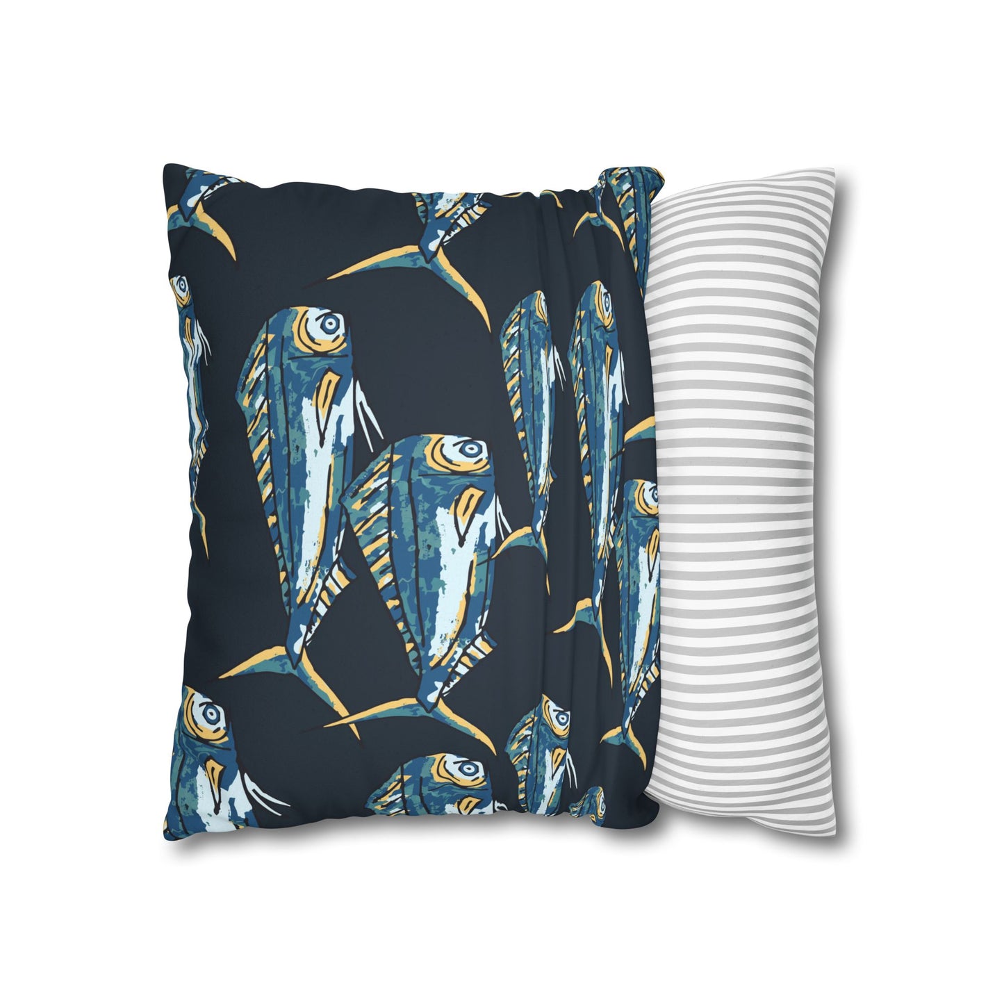 Navy Mahi -  Faux Suede Pillowcase - Perfect for Beach Lovers
