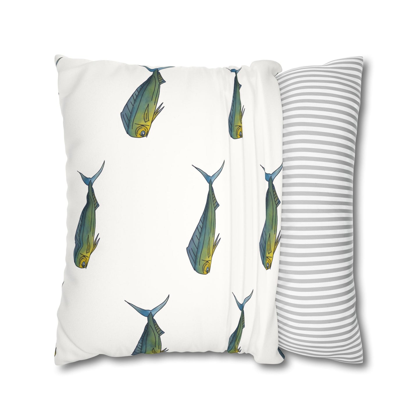 Watercolor Mahi -  Faux Suede Pillowcase - Perfect for Beach Lovers