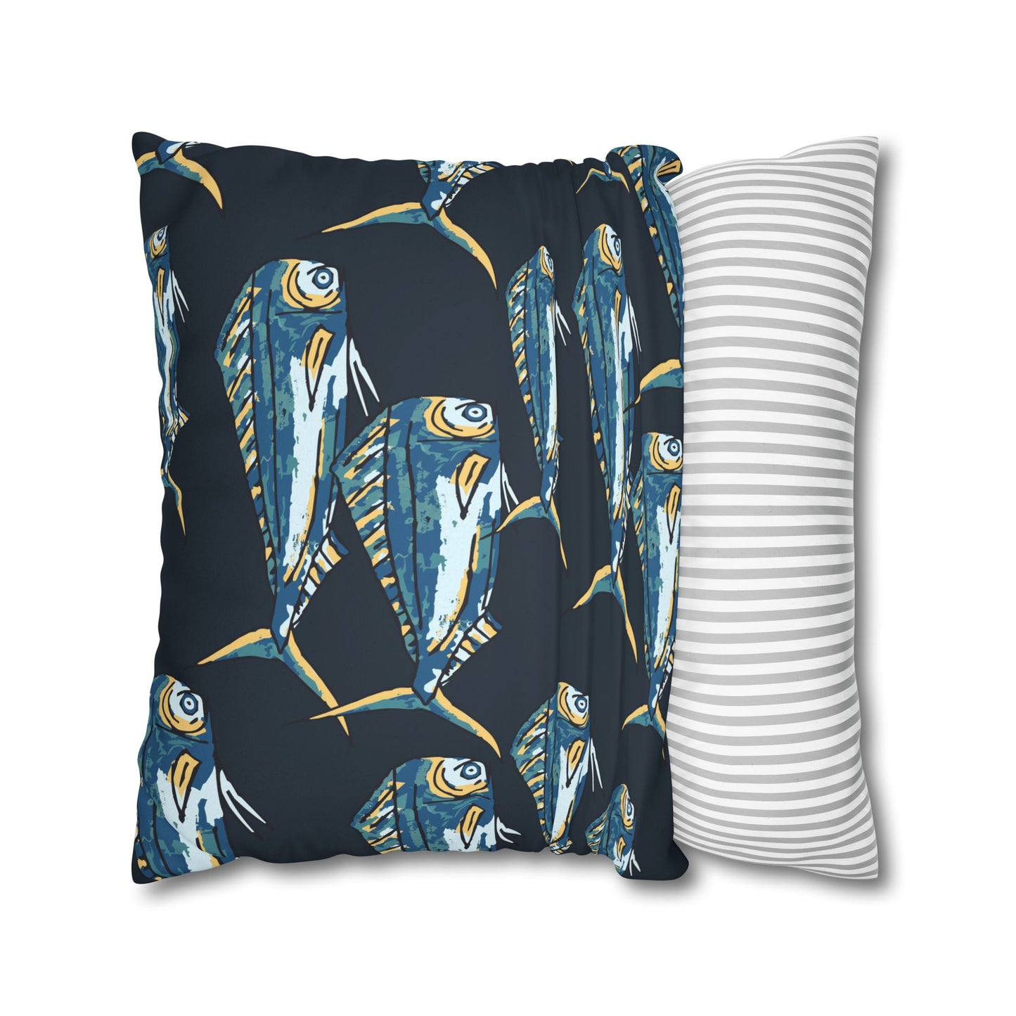 Navy Mahi -  Faux Suede Pillowcase - Perfect for Beach Lovers