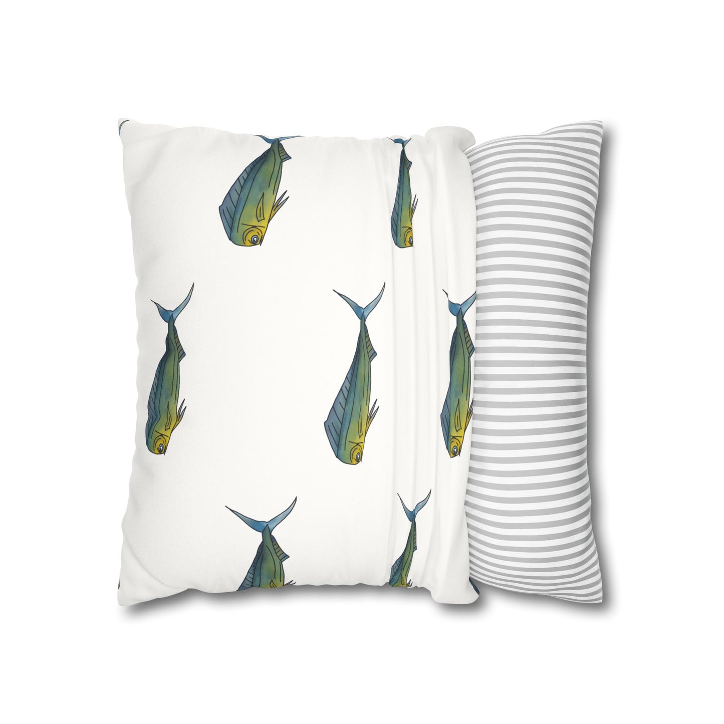 Watercolor Mahi -  Faux Suede Pillowcase - Perfect for Beach Lovers